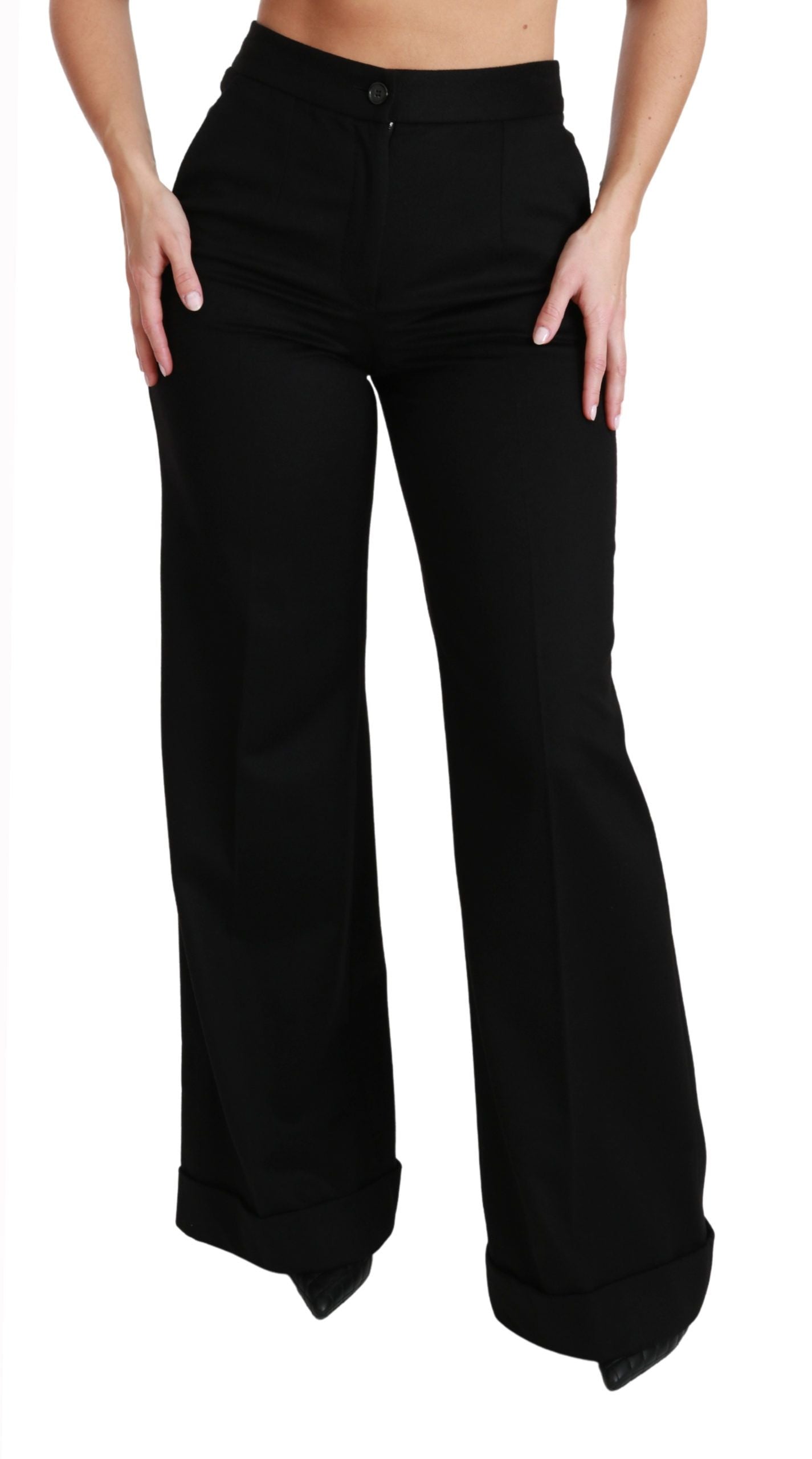 Elegant High Waist Flared Cashmere Pants - ventzia