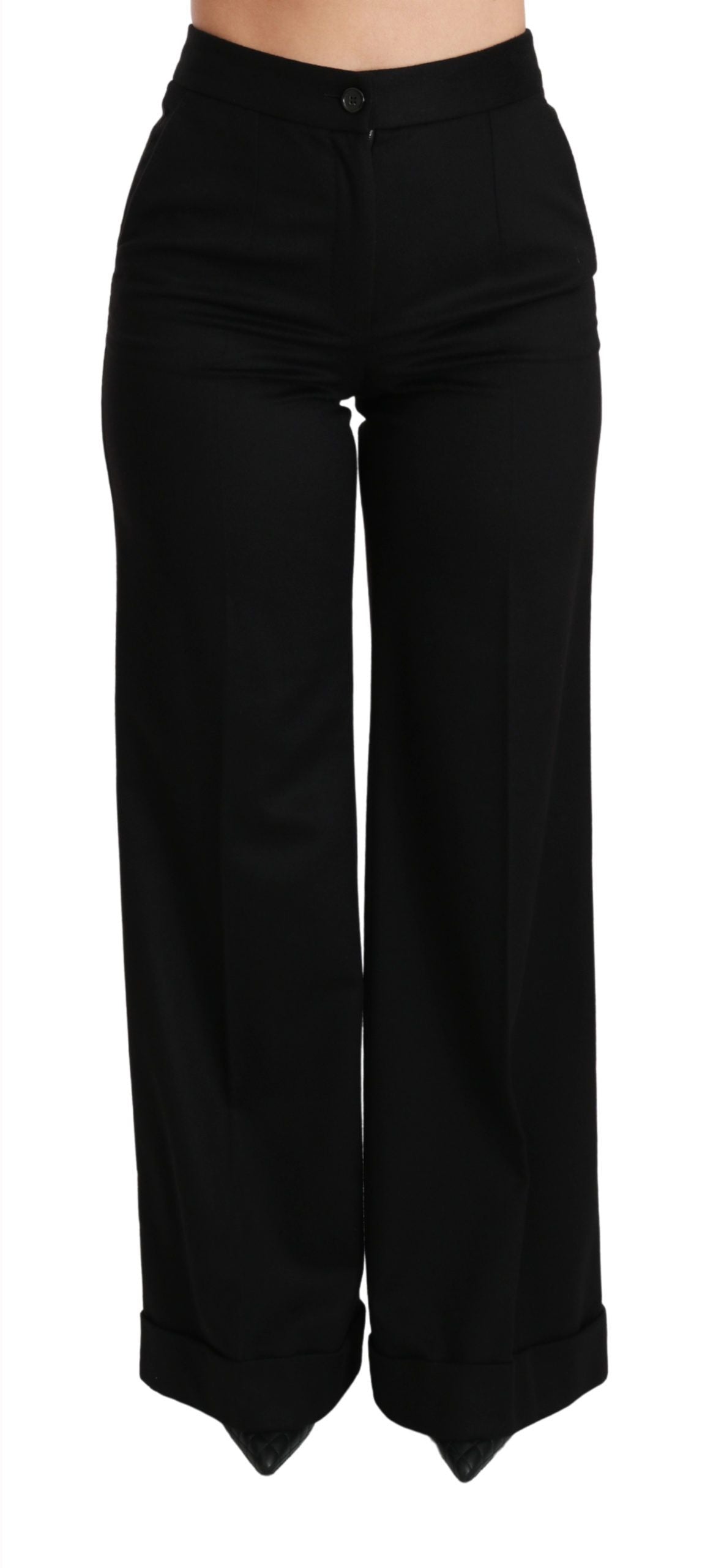 Elegant High Waist Flared Cashmere Pants - ventzia