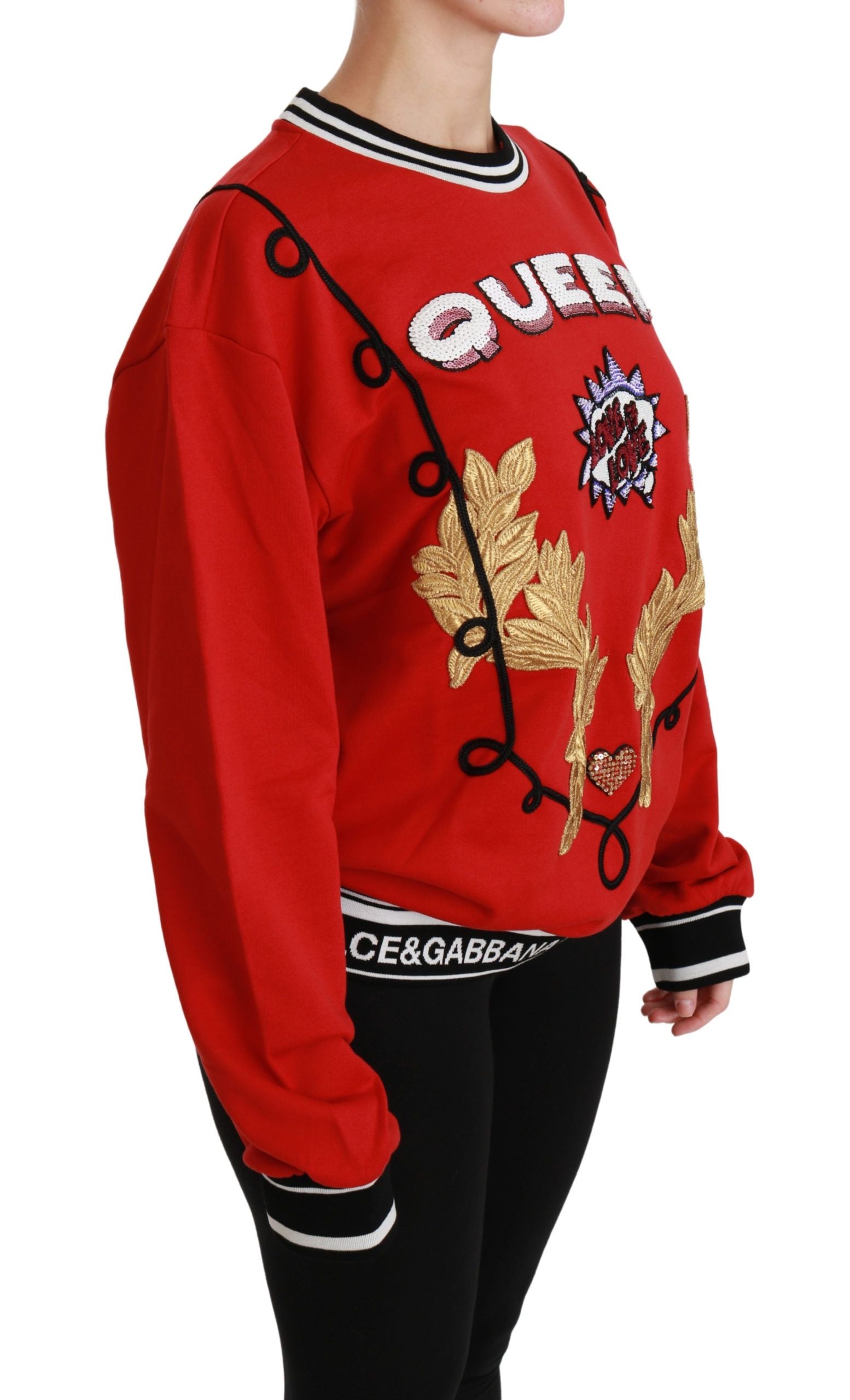 Radiant Red Sequined Crew Neck Sweater - ventzia