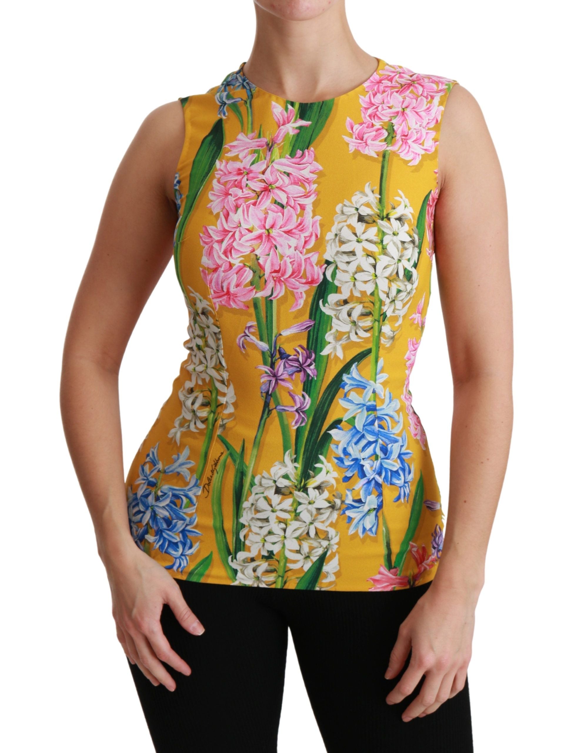 Sunshine Floral Crewneck Sleeveless Blouse - ventzia