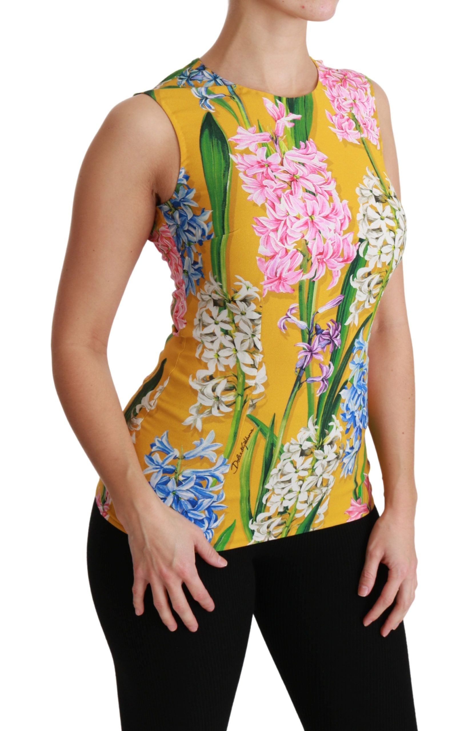 Sunshine Floral Crewneck Sleeveless Blouse - ventzia