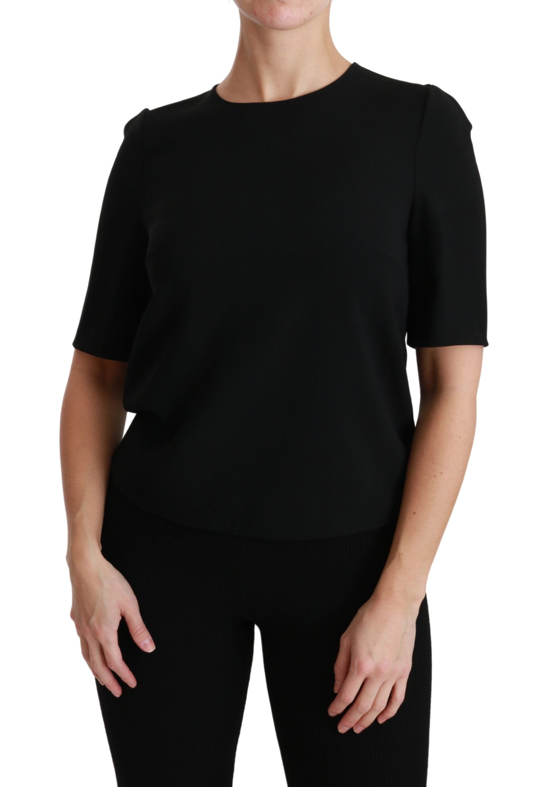 Elegant Black Stretch Blouse Top - ventzia