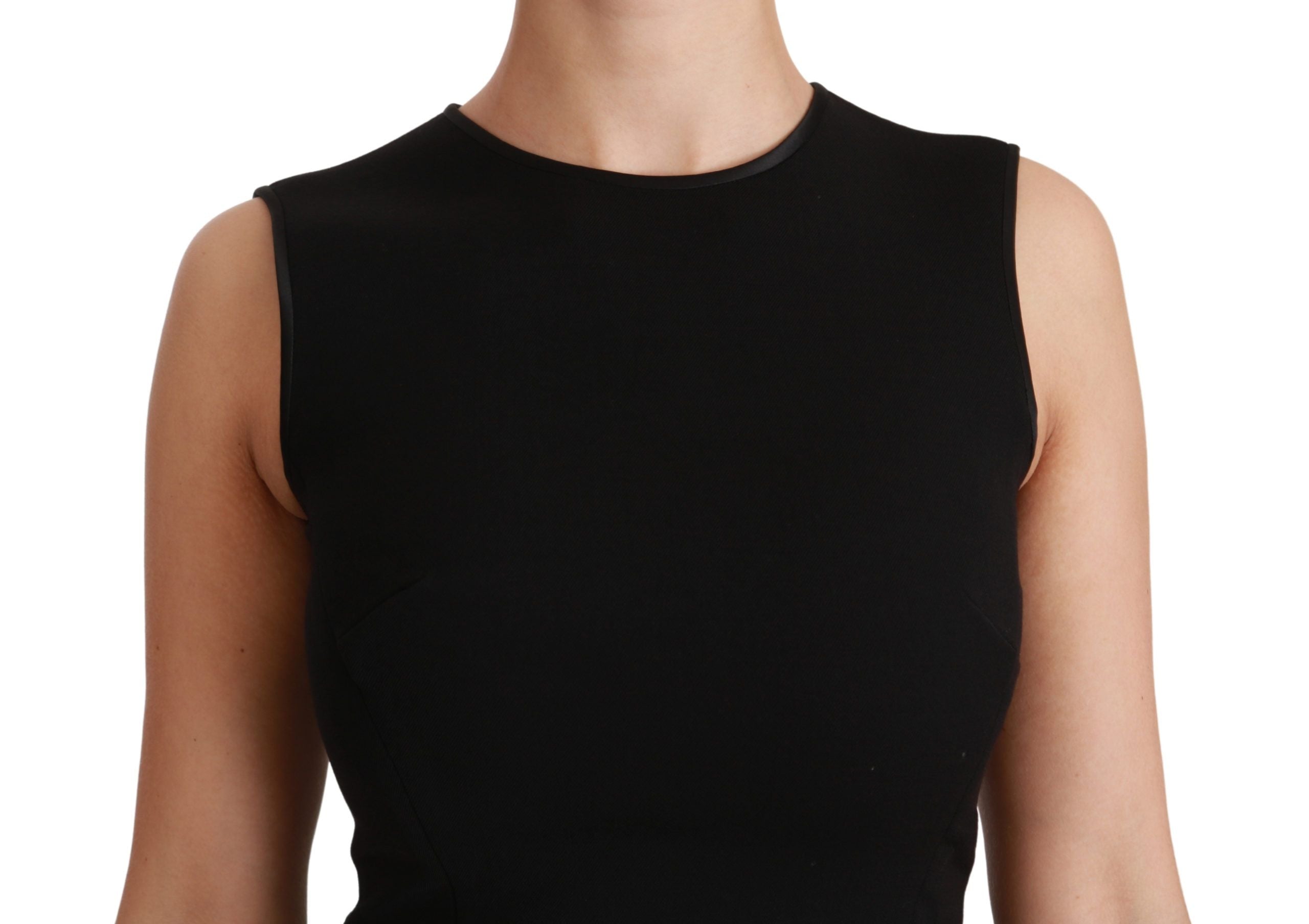 Elegant Black Fit Flare Wool Blend Dress - ventzia