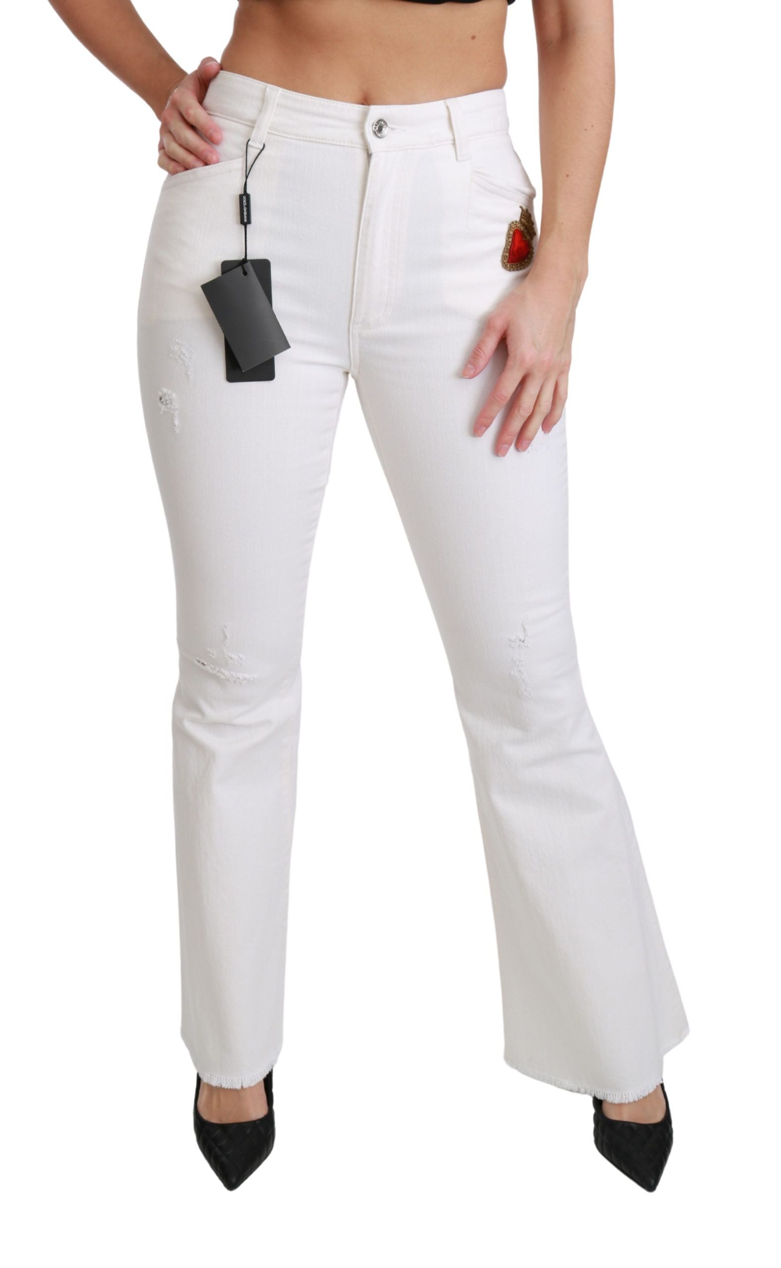 Chic Flared Mid Waist Embroidered Pants - ventzia