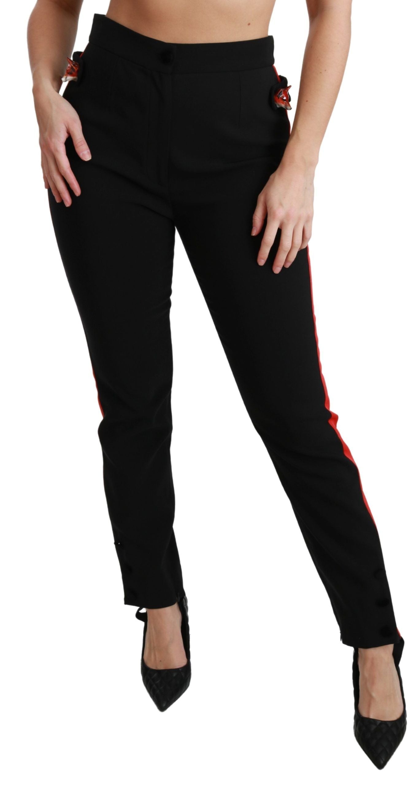 Chic High Waist Skinny Pants in Black - ventzia