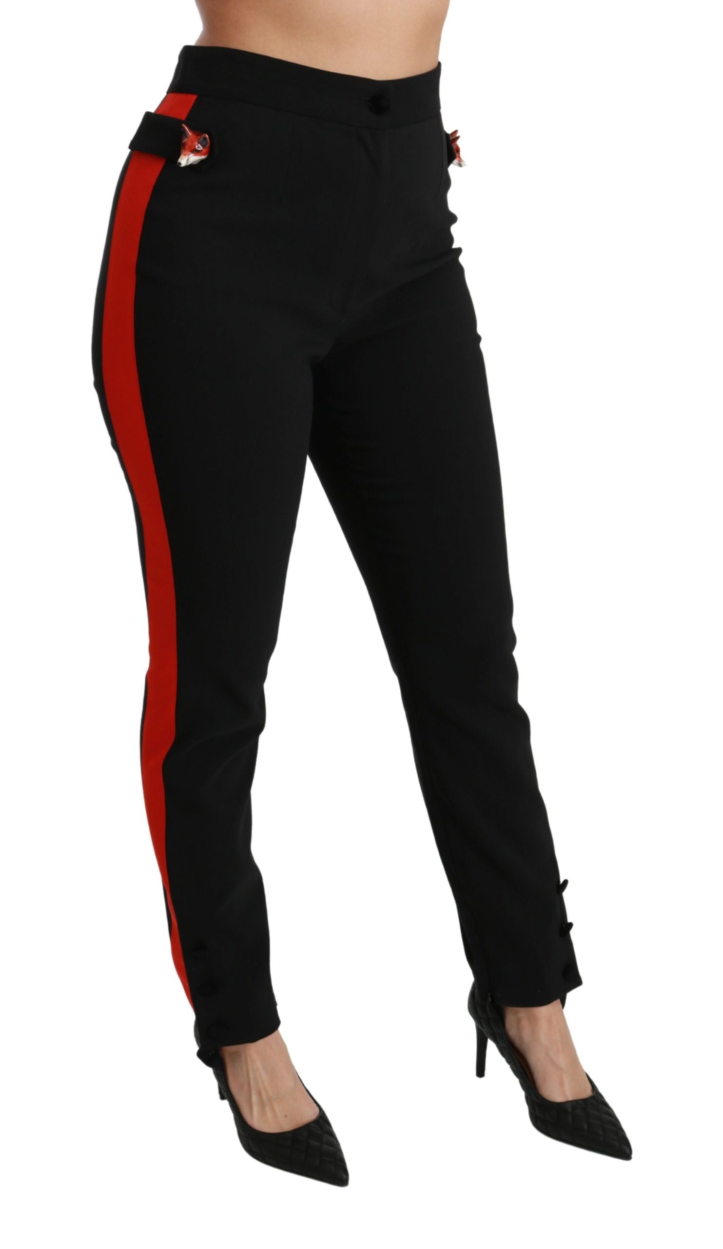 Chic High Waist Skinny Pants in Black - ventzia