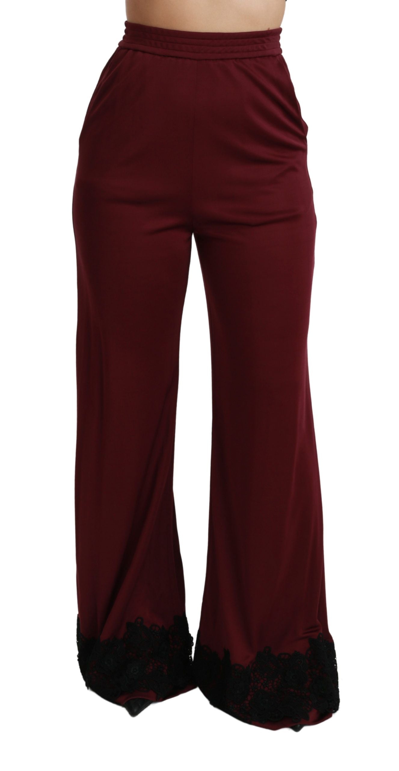 Elegant Maroon High Waist Wide Leg Trousers - ventzia