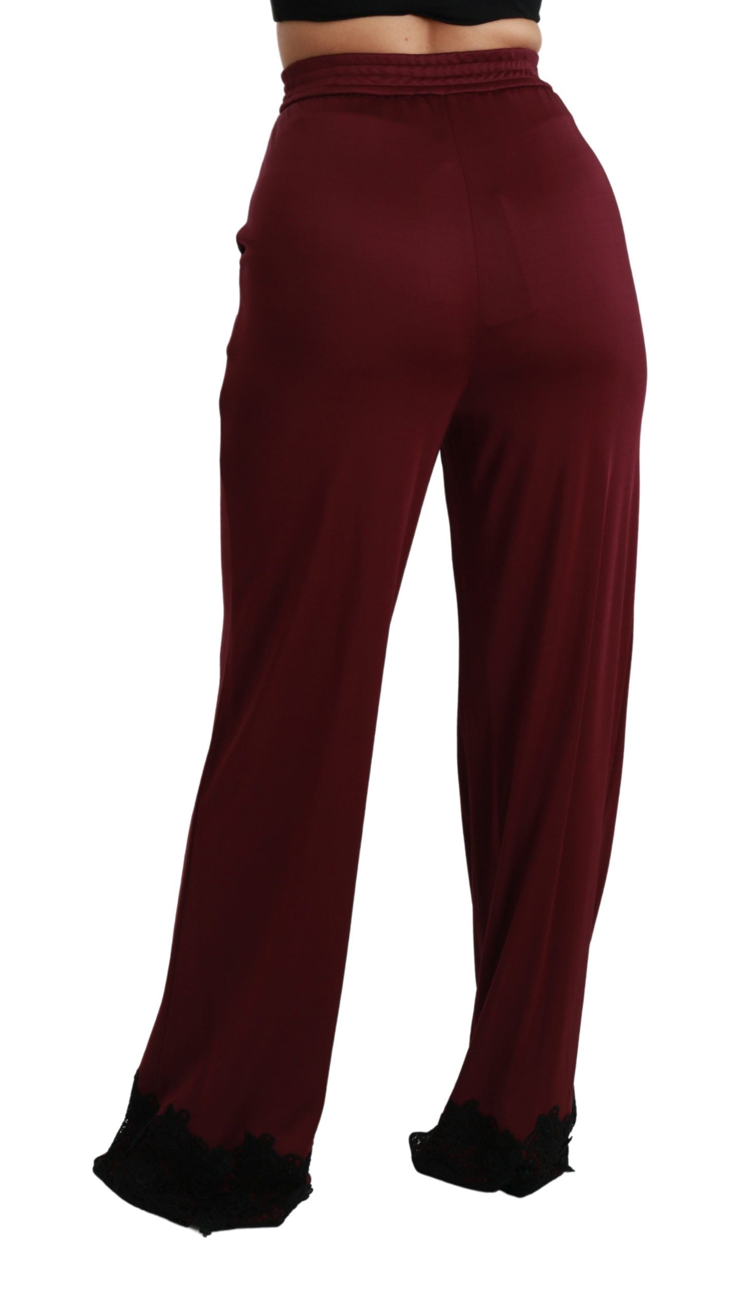 Elegant Maroon High Waist Wide Leg Trousers - ventzia