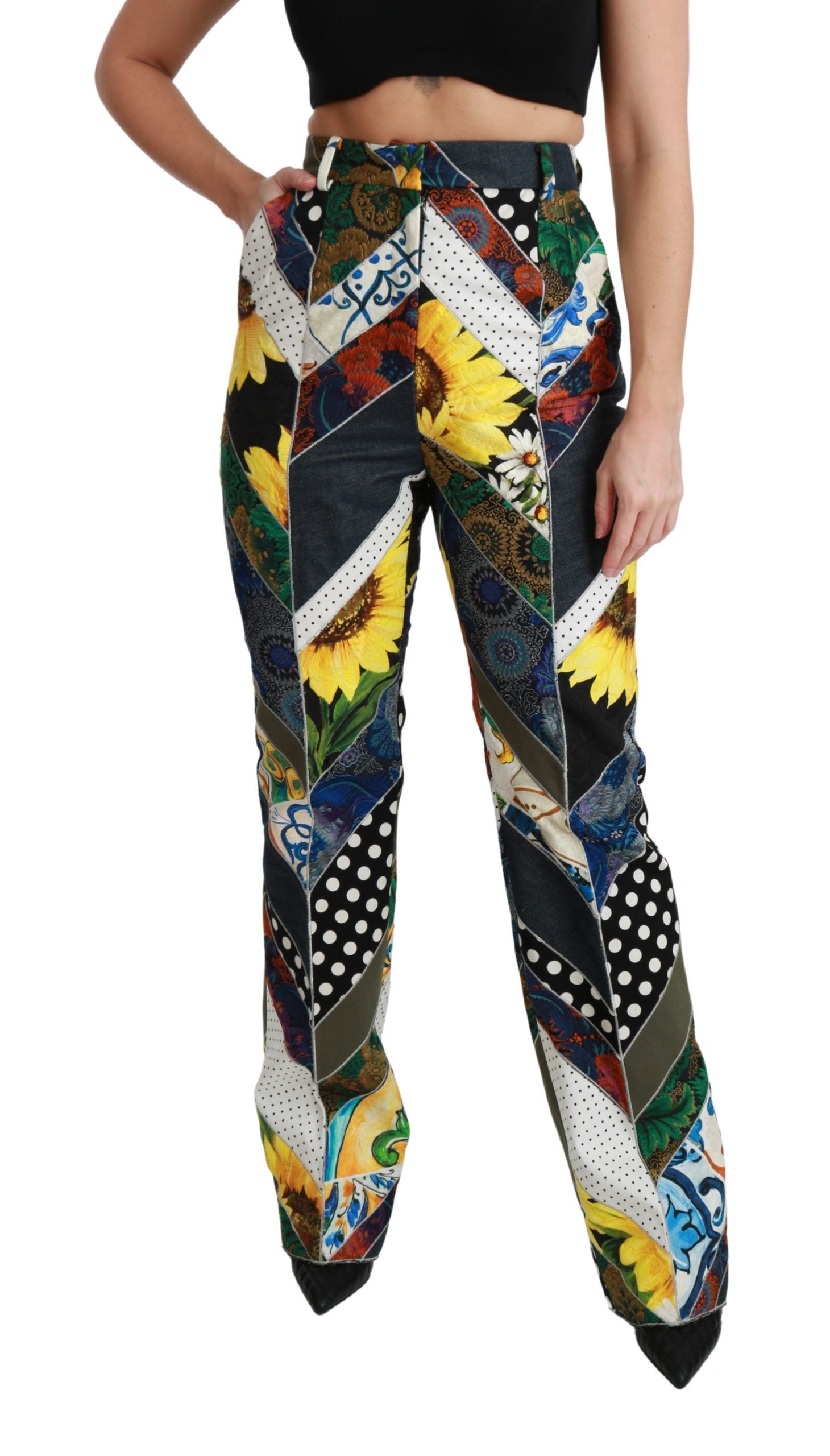 Elegant High Waist Multicolor Straight Pants - ventzia