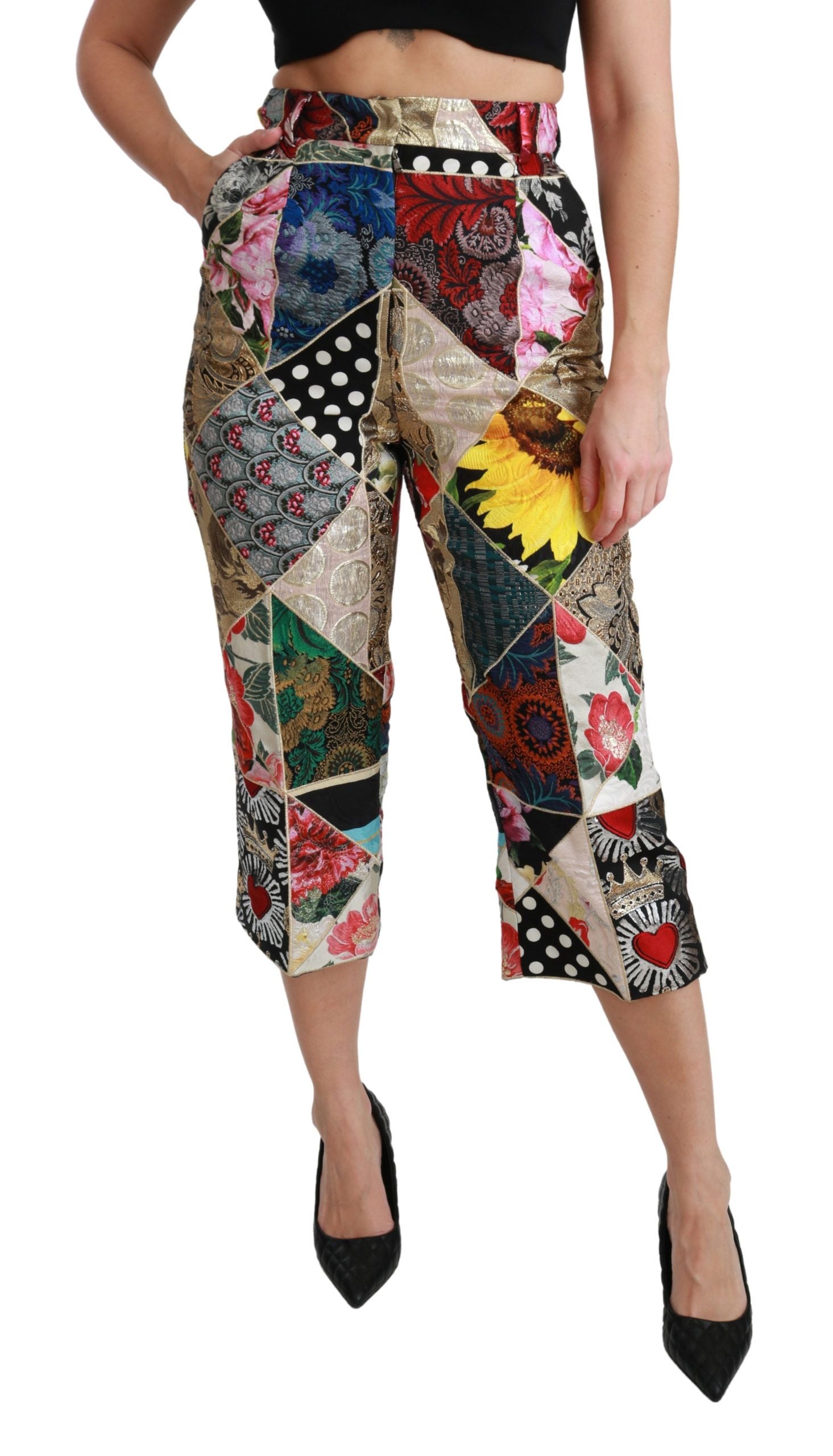 Elegant High Waist Cropped Silk Blend Trousers - ventzia