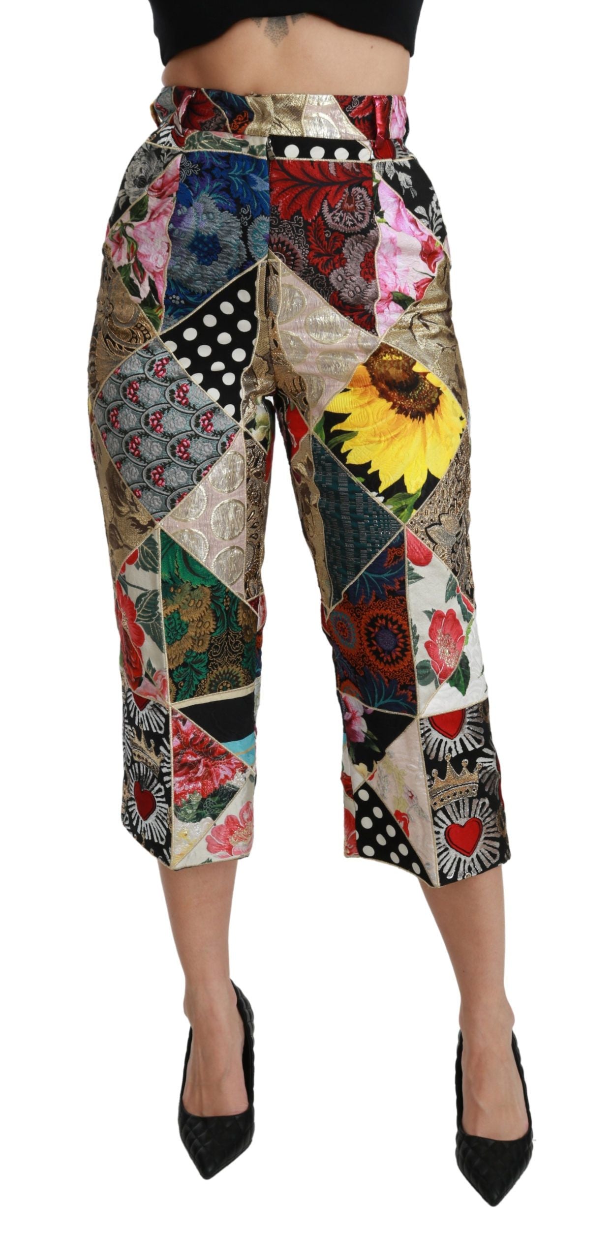 Elegant High Waist Cropped Silk Blend Trousers - ventzia