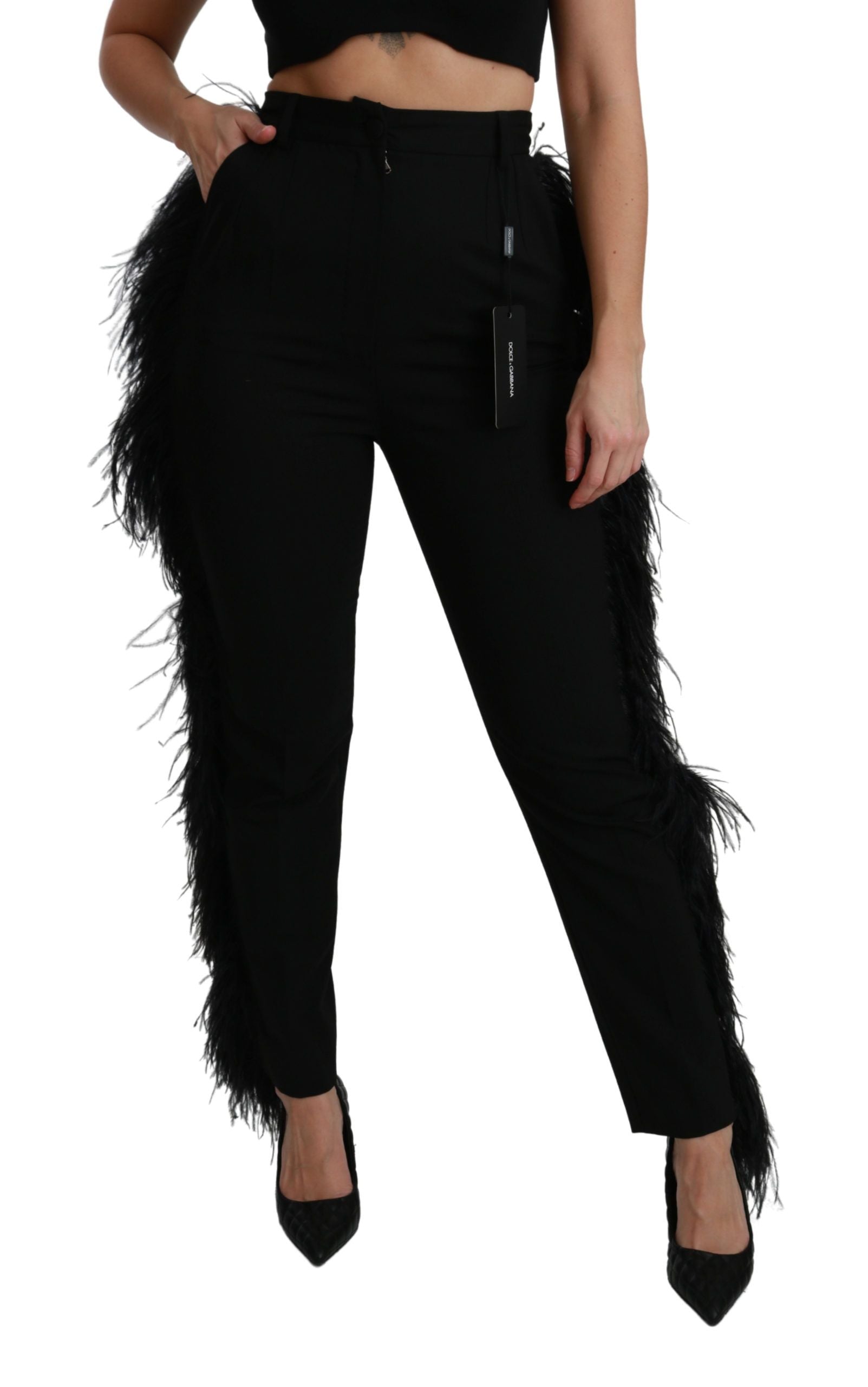 Elegant High Waist Wool Blend Pants - ventzia