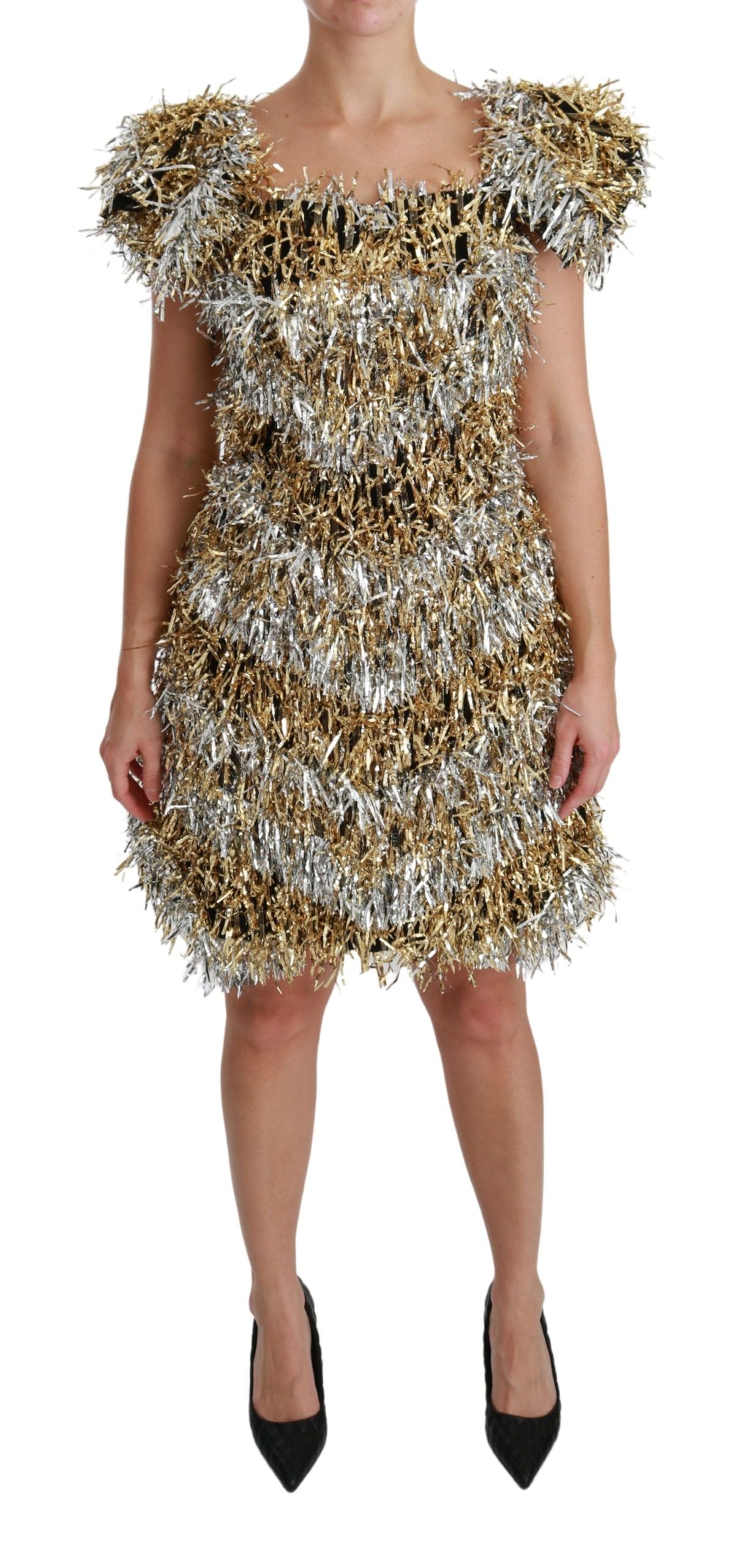 Elegant Silver Layered Shift Mini Dress - ventzia