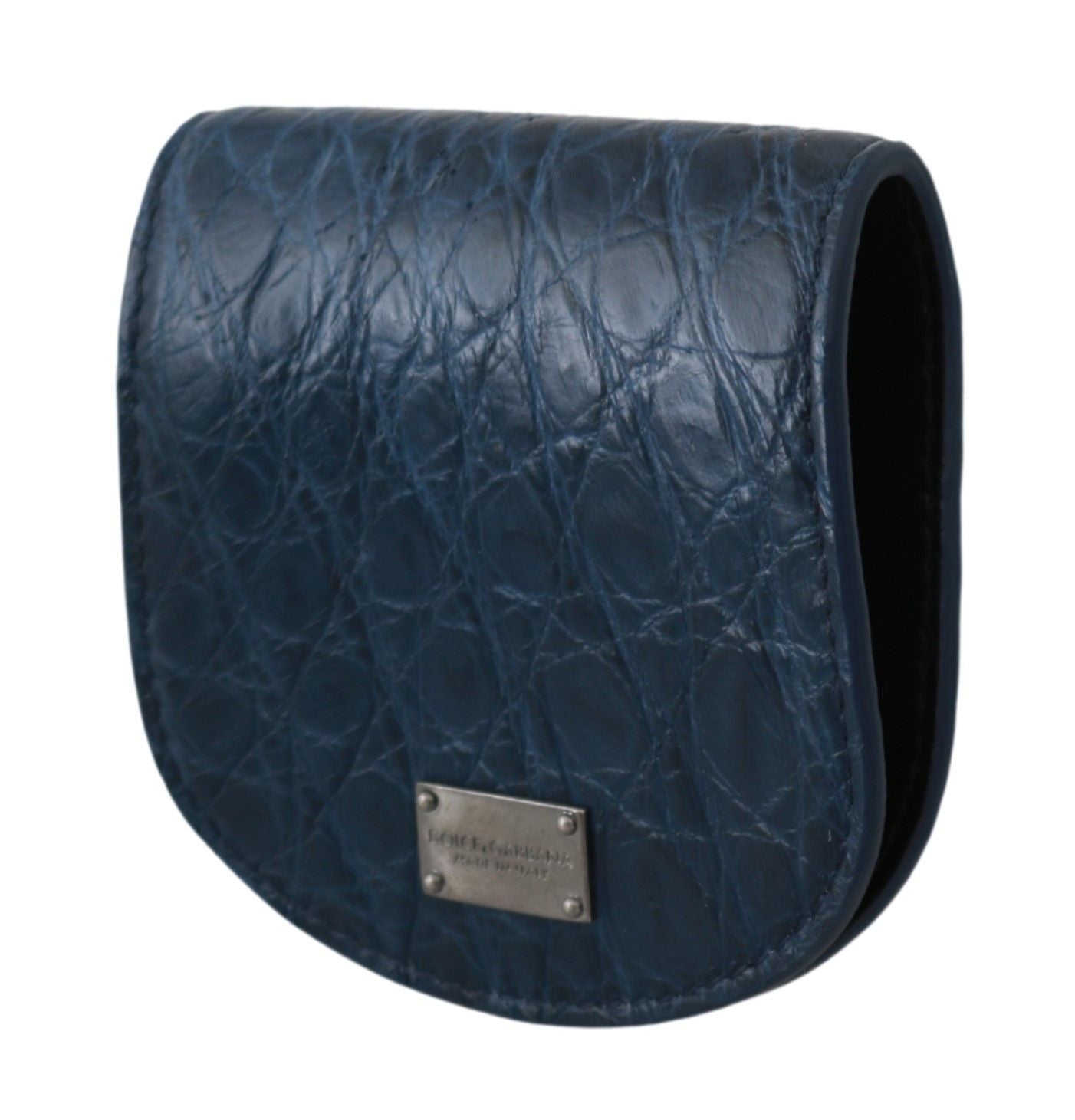 Elegant Blue Caimano Leather Condom Case Wallet - ventzia