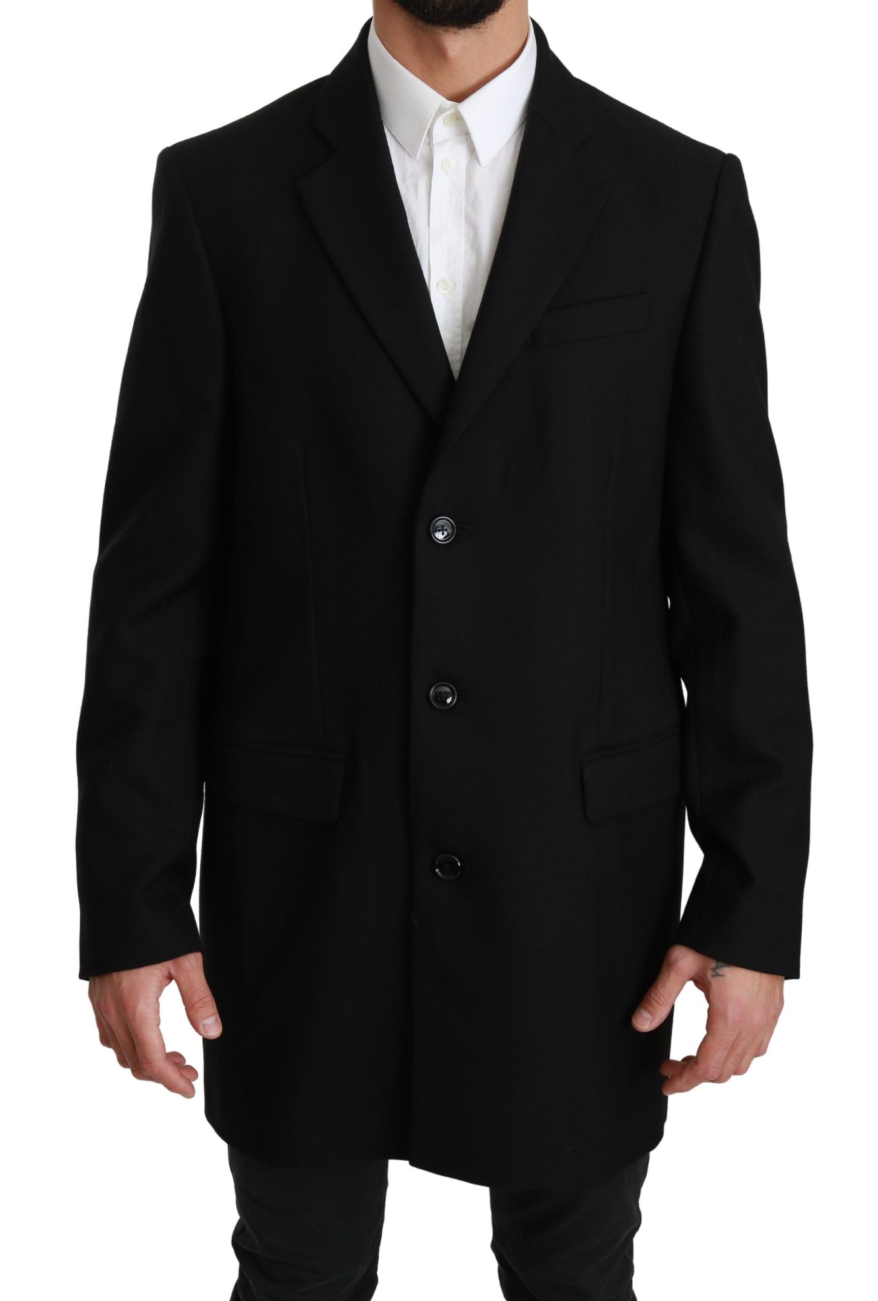 Elegant Black Wool Formal Blazer - ventzia