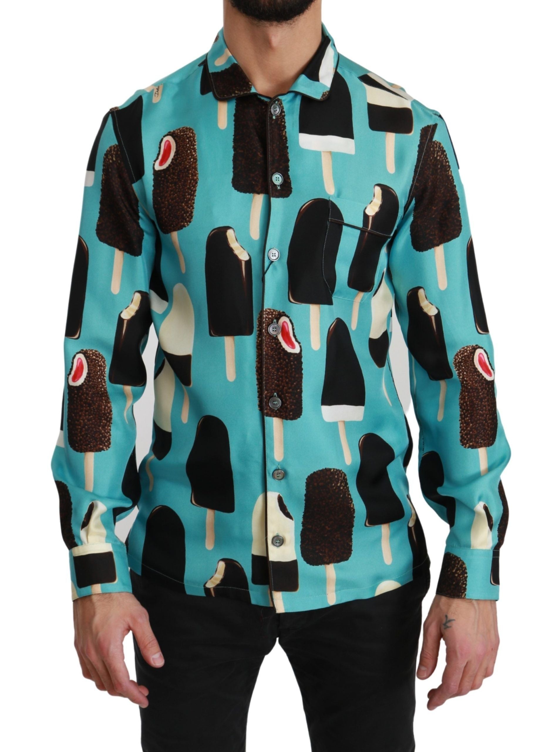 Exclusive Silk Blend Ice-Cream Print Shirt - ventzia