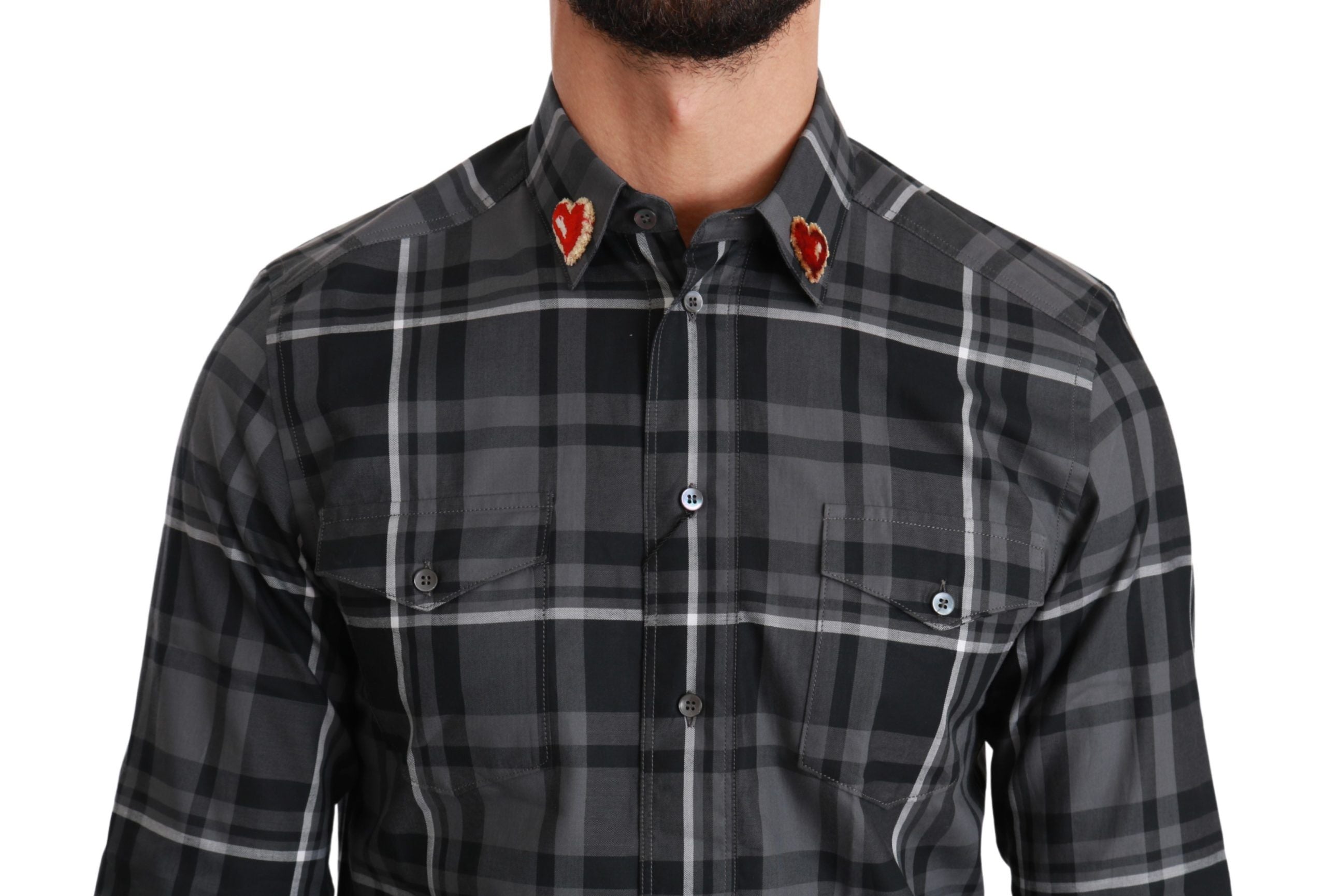Elegant Gray Checkered Martini Dress Shirt - ventzia