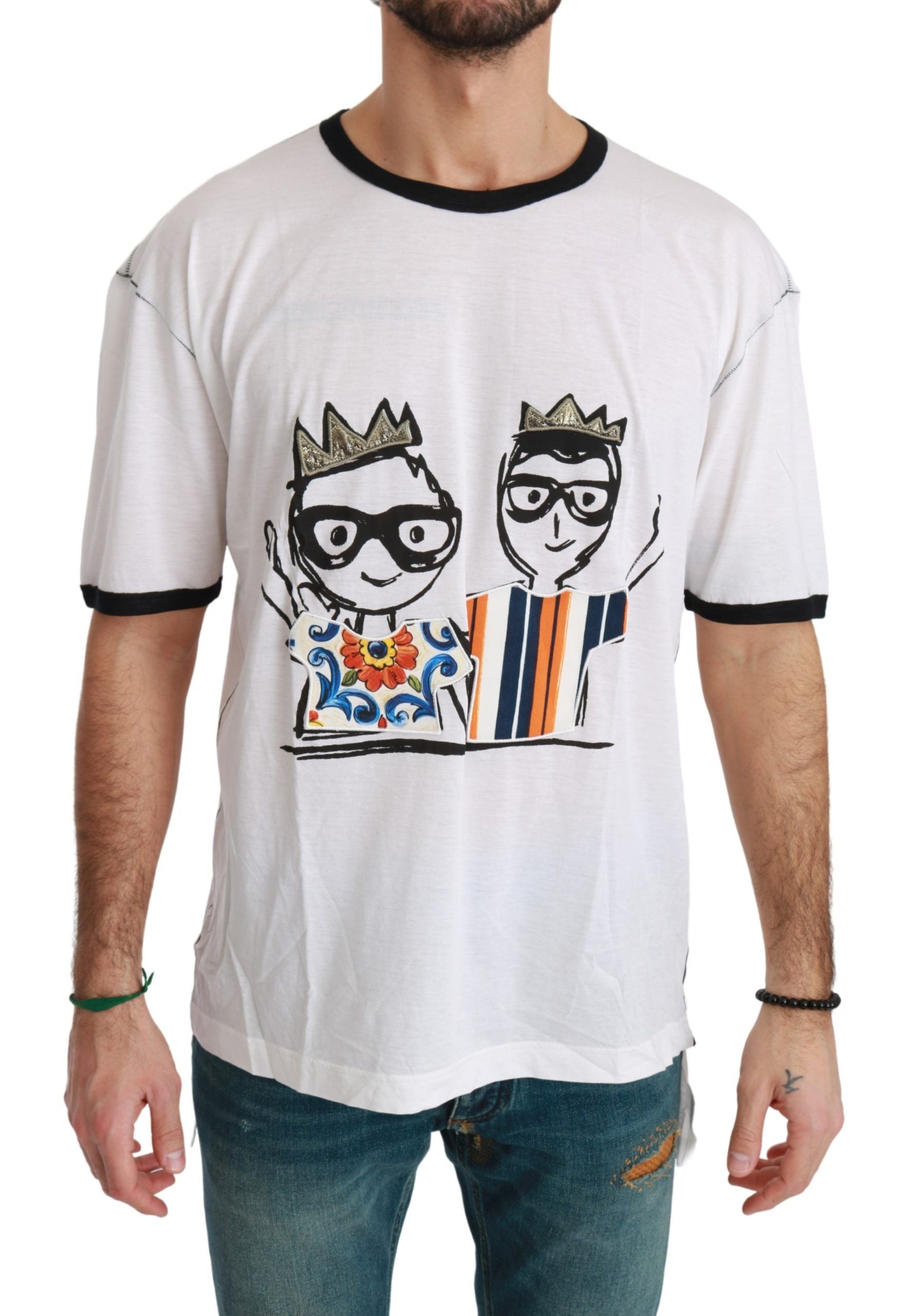 Elegant White Silk-Blend Men's T-Shirt - ventzia