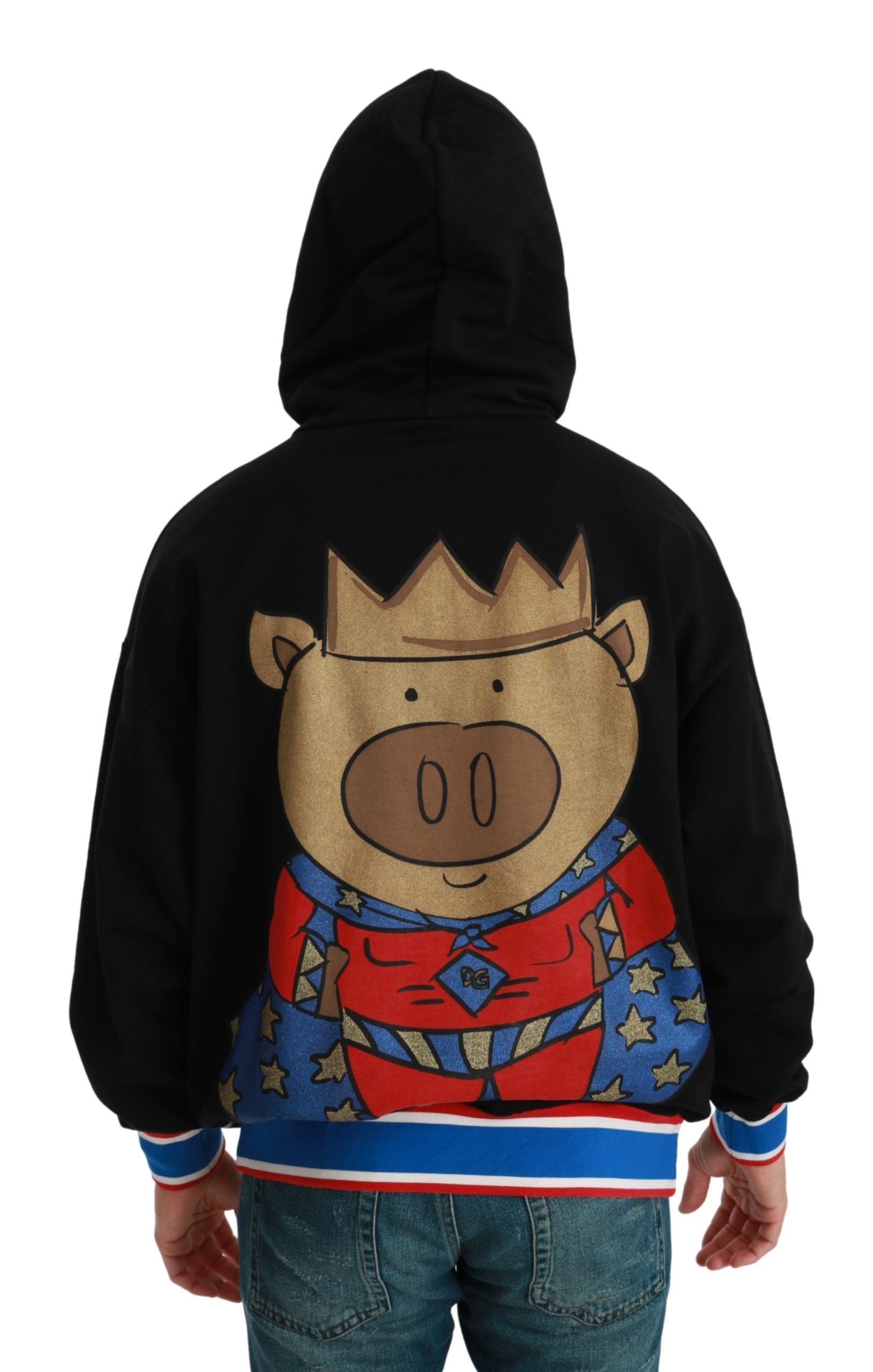 Elegant Hooded Pullover With Regal Motif - ventzia