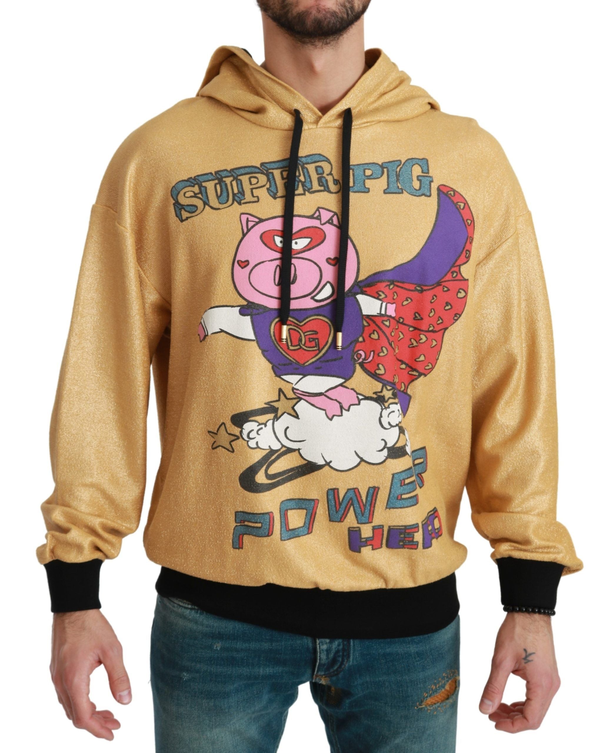 Exquisite Gold Hooded Cotton Sweater - ventzia