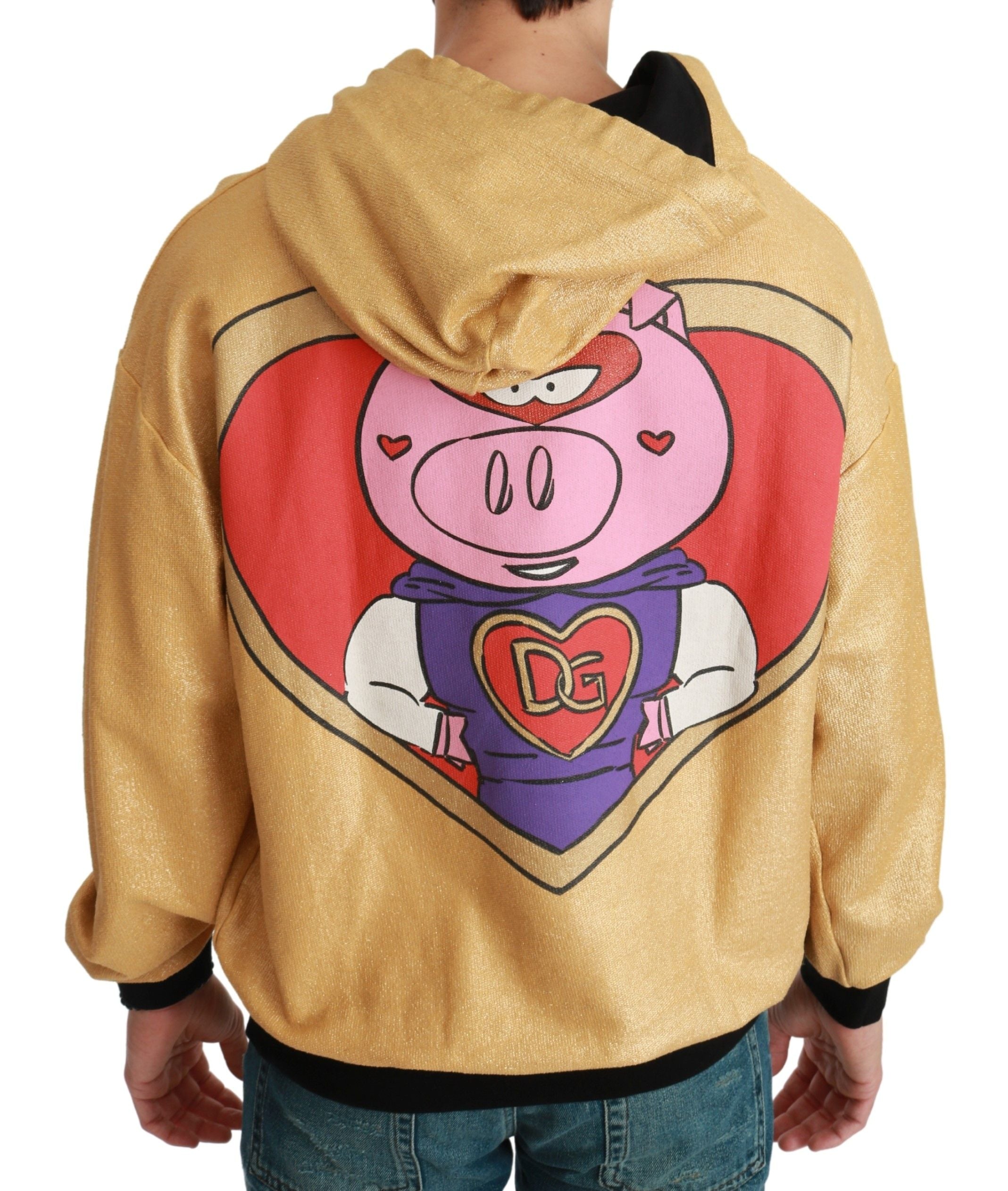 Exquisite Gold Hooded Cotton Sweater - ventzia