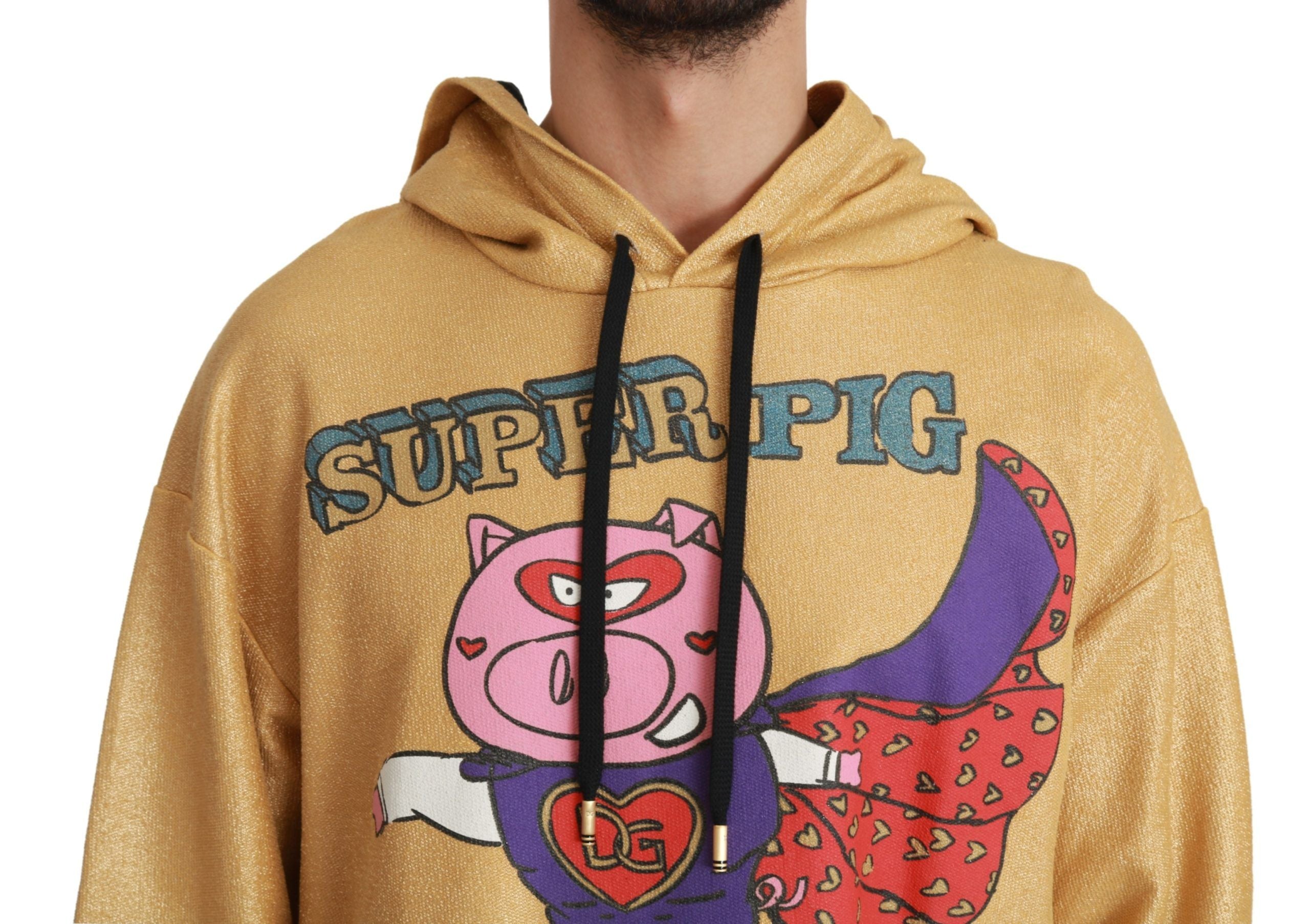 Exquisite Gold Hooded Cotton Sweater - ventzia