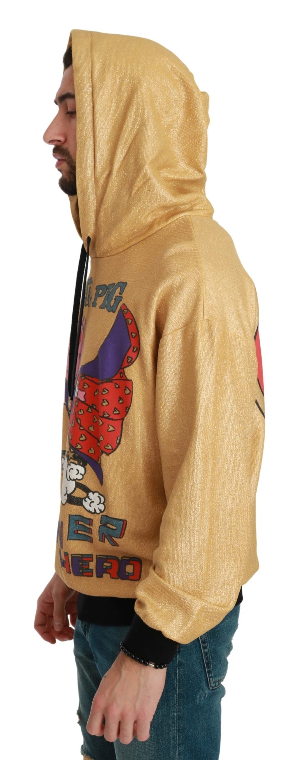 Exquisite Gold Hooded Cotton Sweater - ventzia