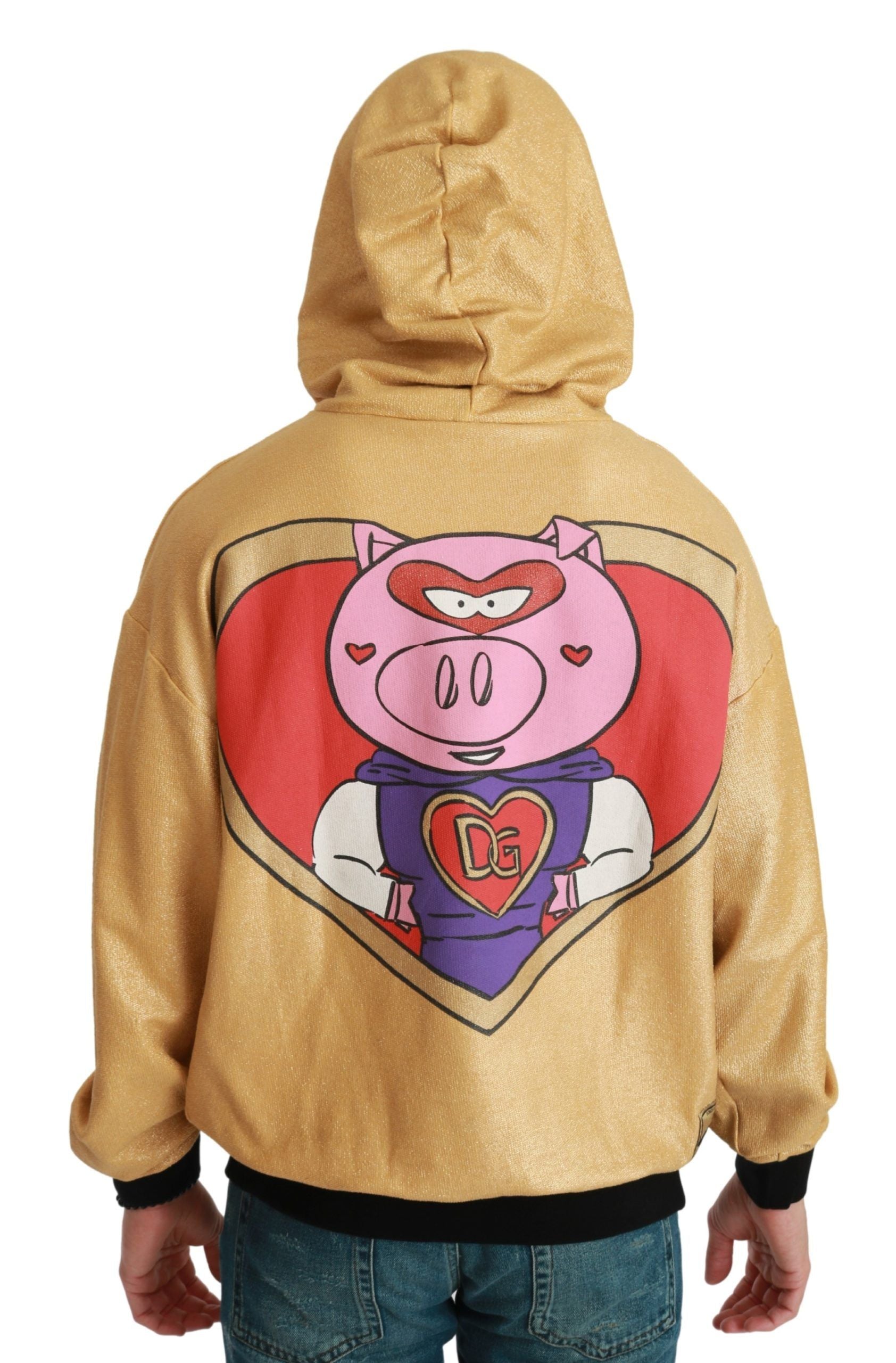 Exquisite Gold Hooded Cotton Sweater - ventzia