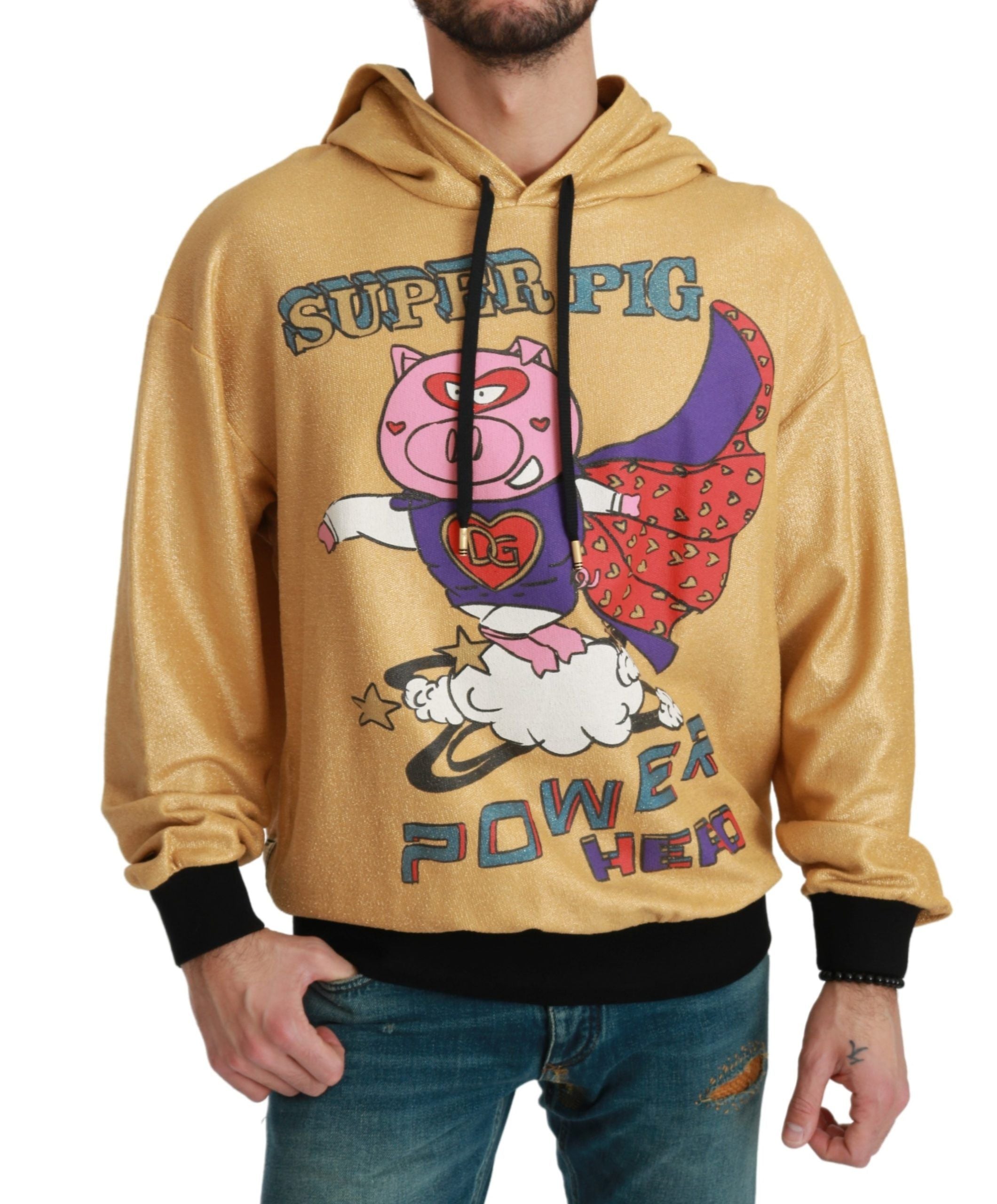 Exquisite Gold Hooded Cotton Sweater - ventzia