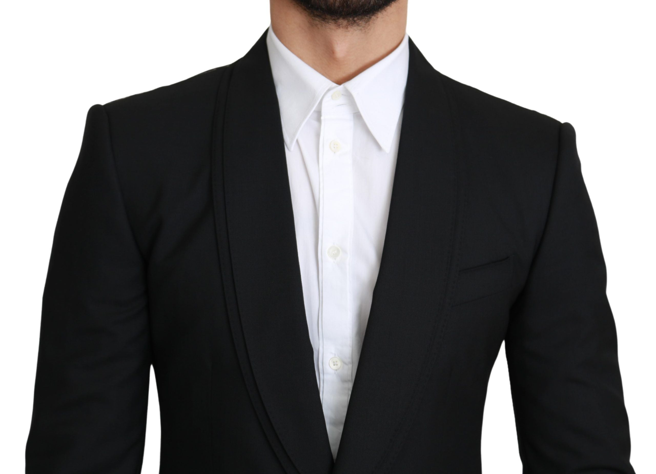 Elegant Black Virgin Wool Formal Blazer - ventzia