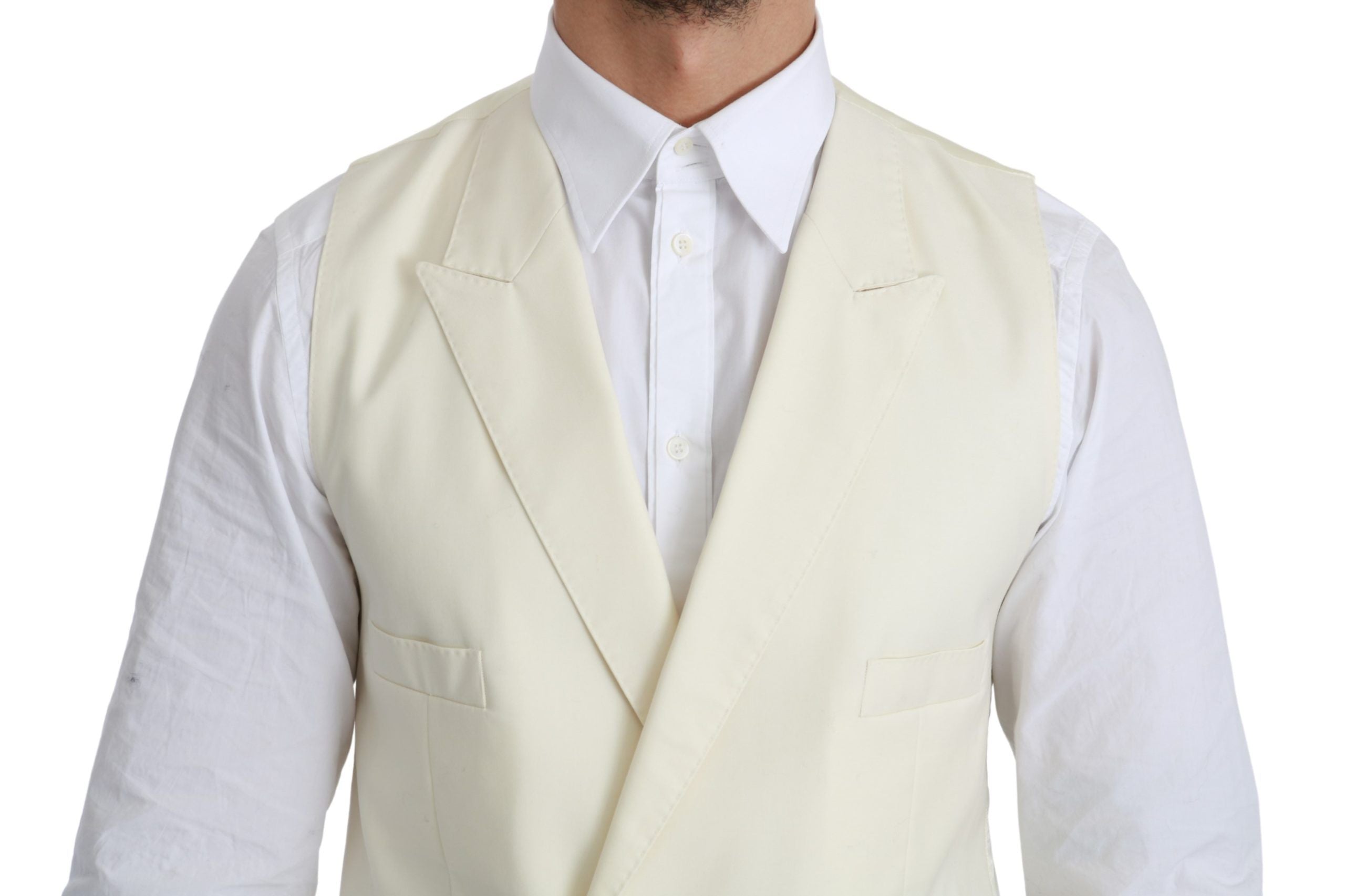 Elegant Cream Wool Dress Vest - ventzia