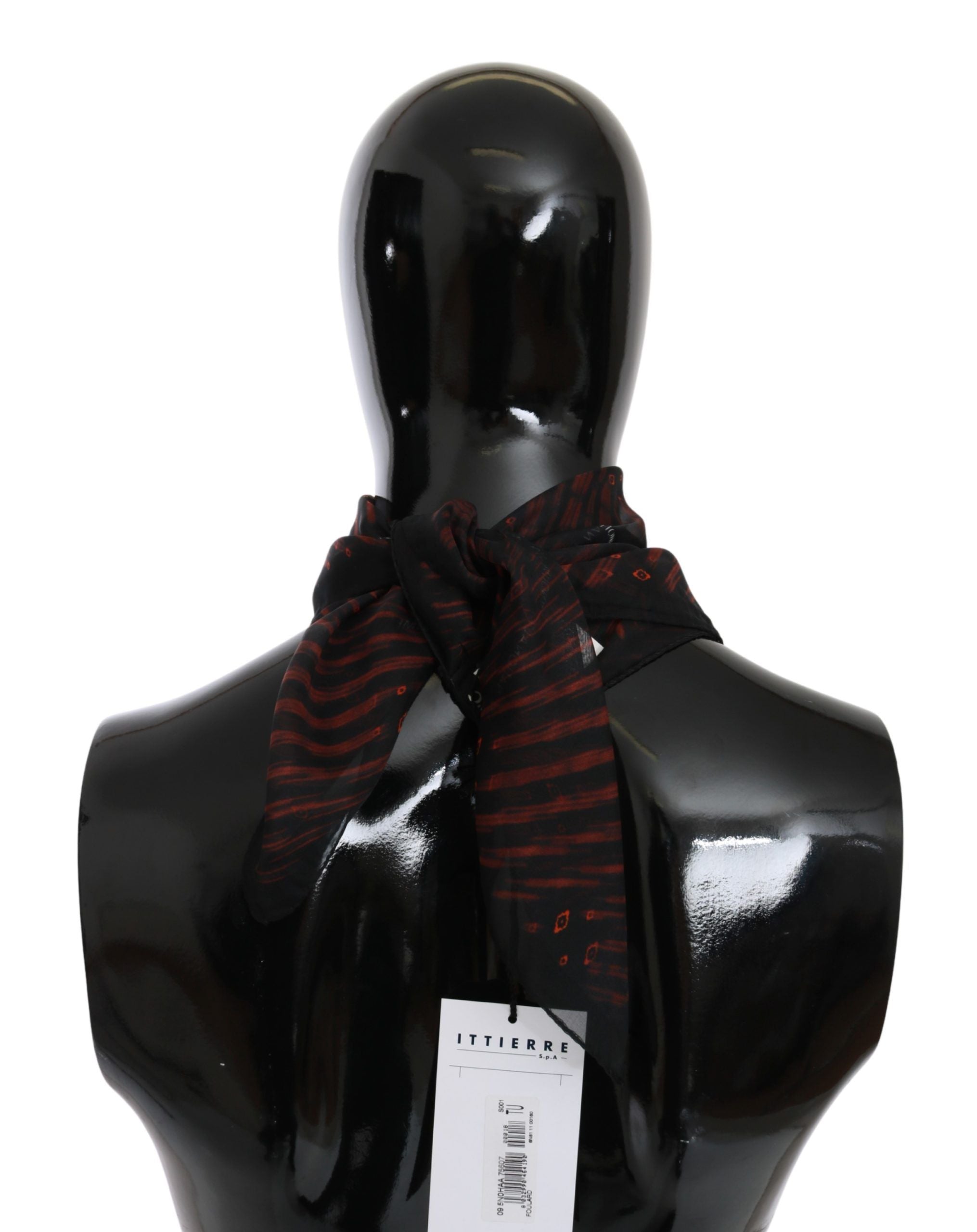 Elegant Silk Scarf Bandana Hat in Black Orange - ventzia