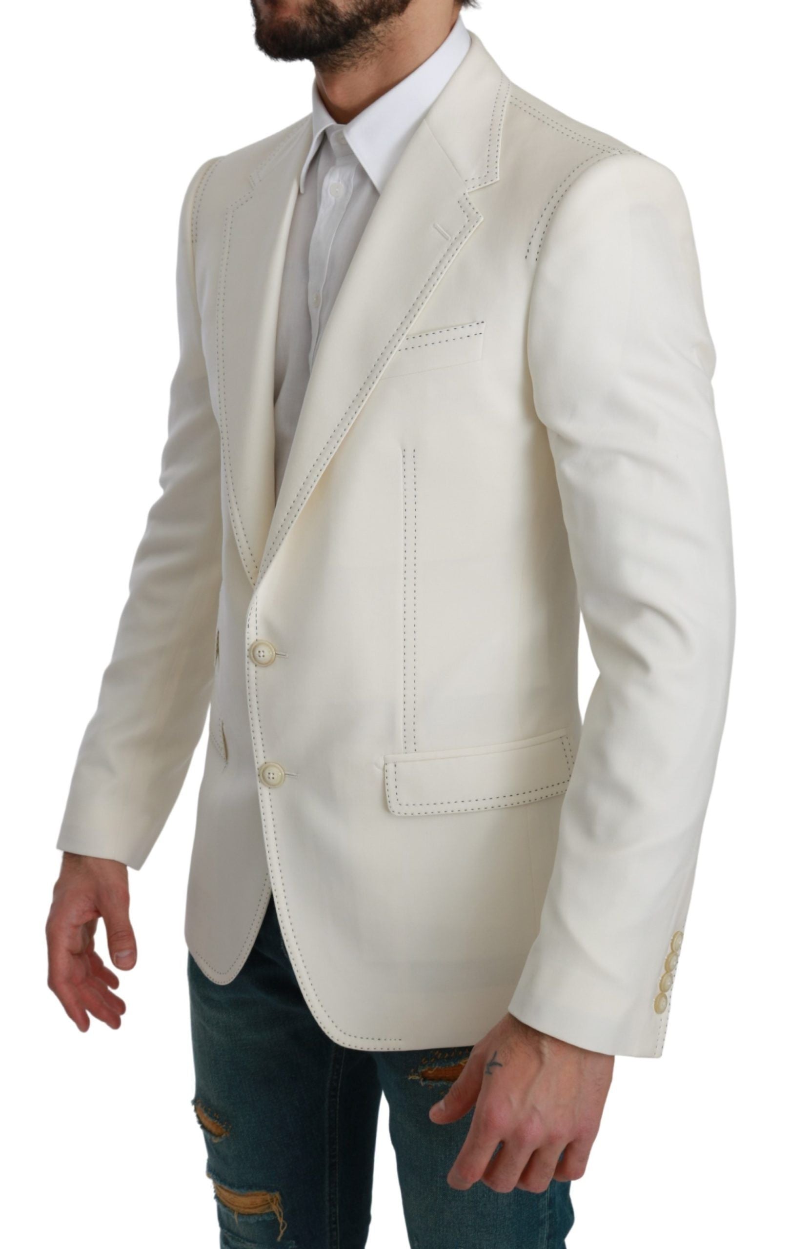 Elegant Slim Fit Virgin Wool Blazer - ventzia