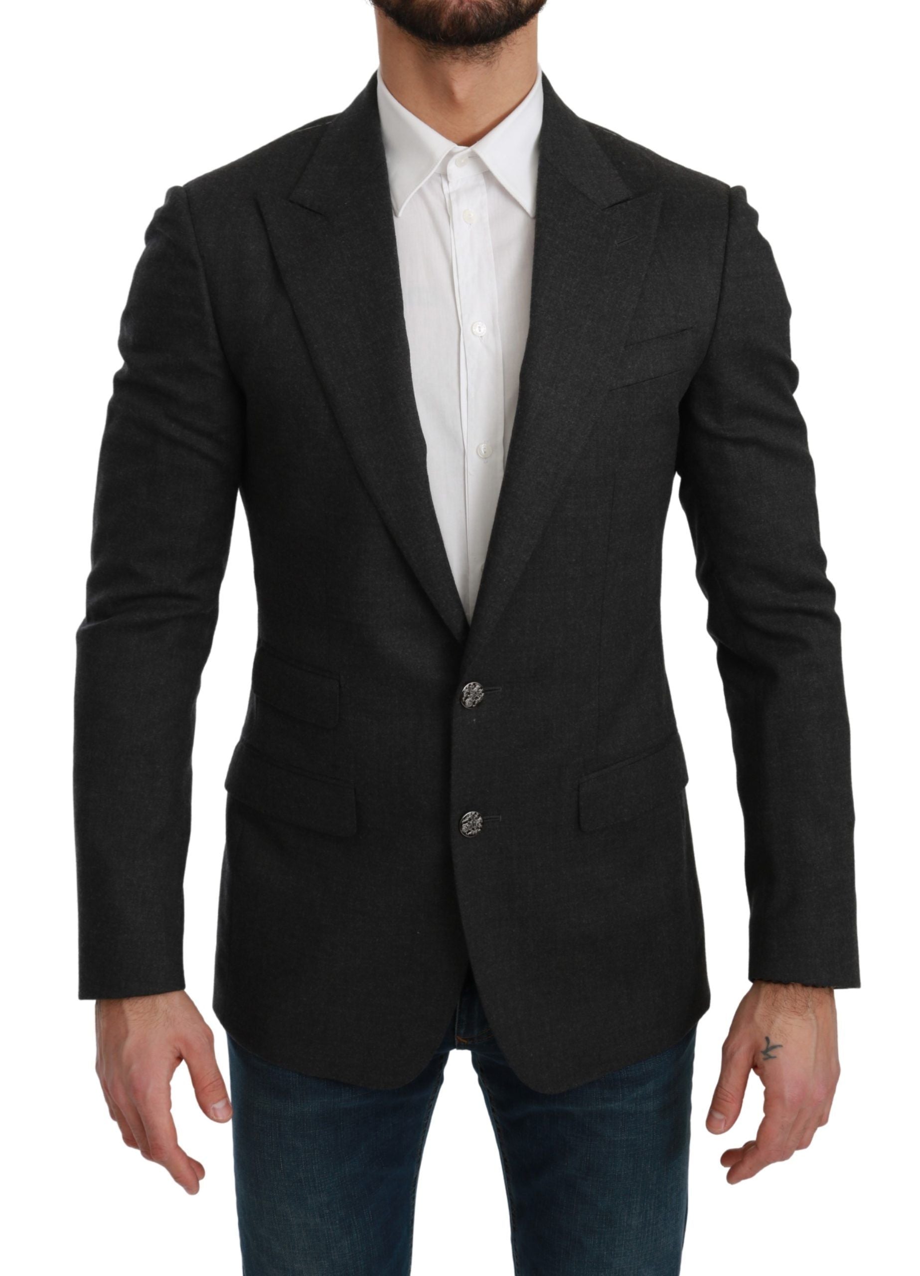 Elegant Gray Slim Fit Formal Blazer - ventzia