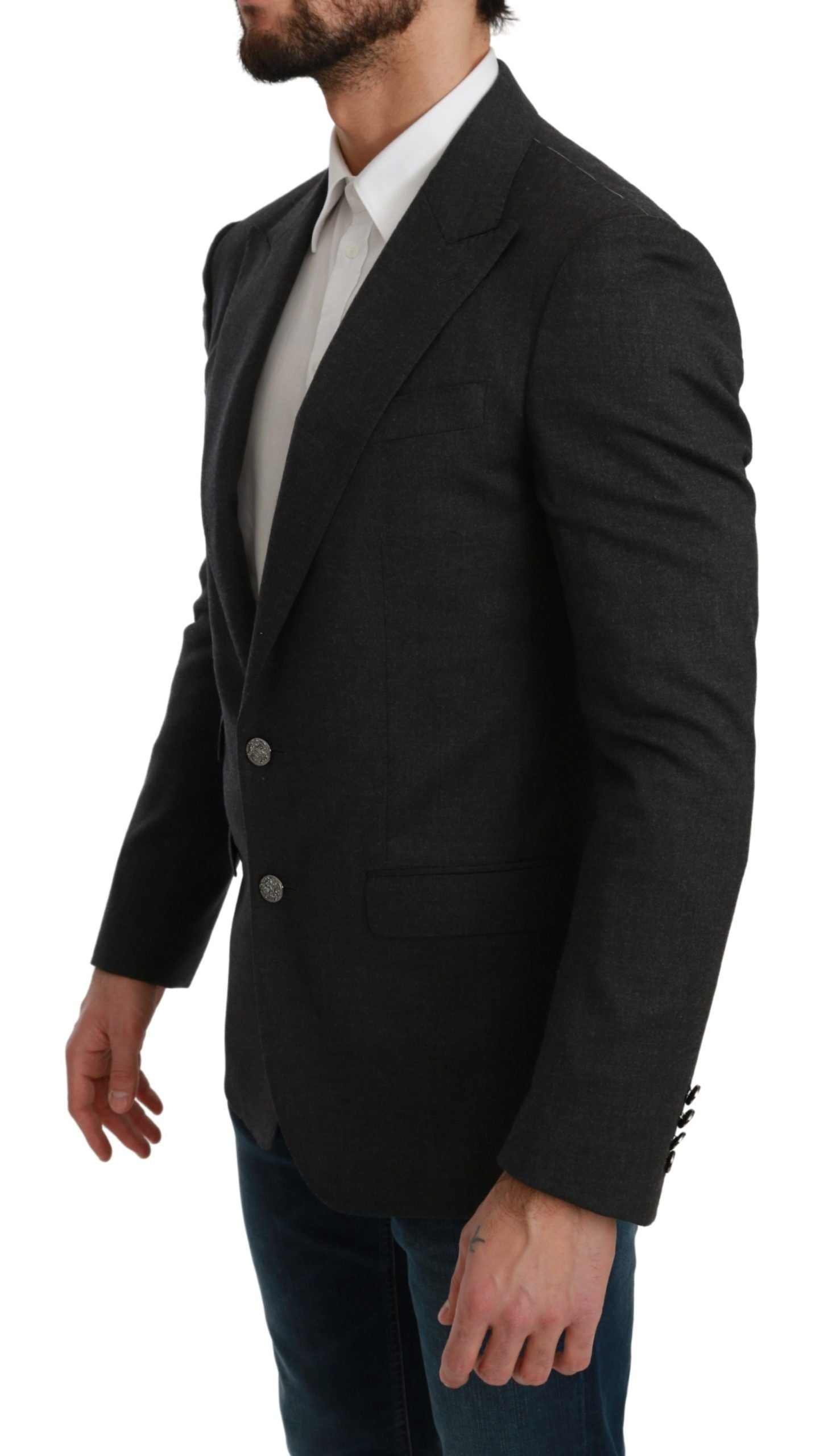 Elegant Gray Slim Fit Formal Blazer - ventzia