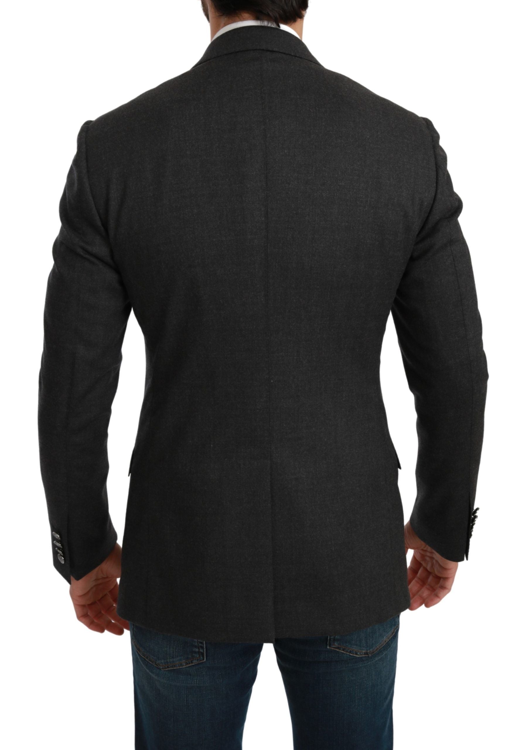 Elegant Gray Slim Fit Formal Blazer - ventzia