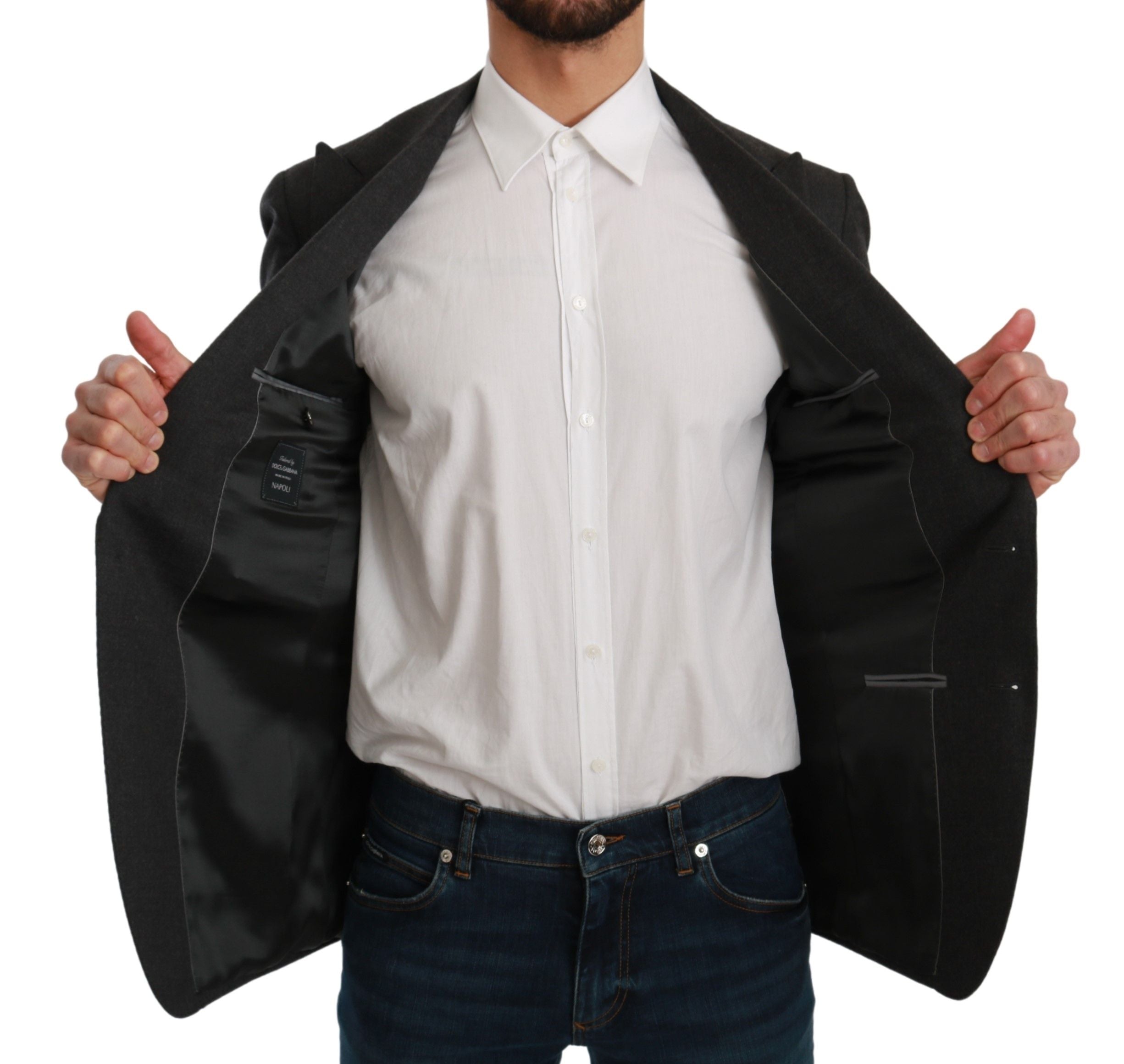 Elegant Gray Slim Fit Formal Blazer - ventzia