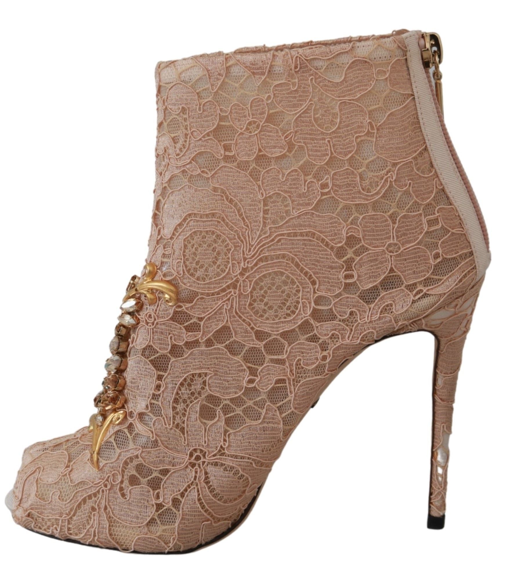Elegant Lace Stilettos with Crystal Accents - ventzia