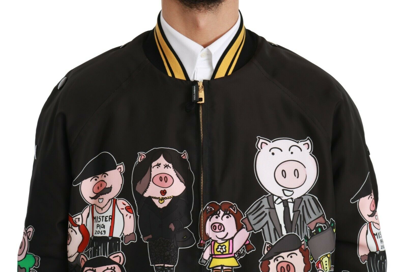 Multicolor Motive Bomber Style Jacket - ventzia