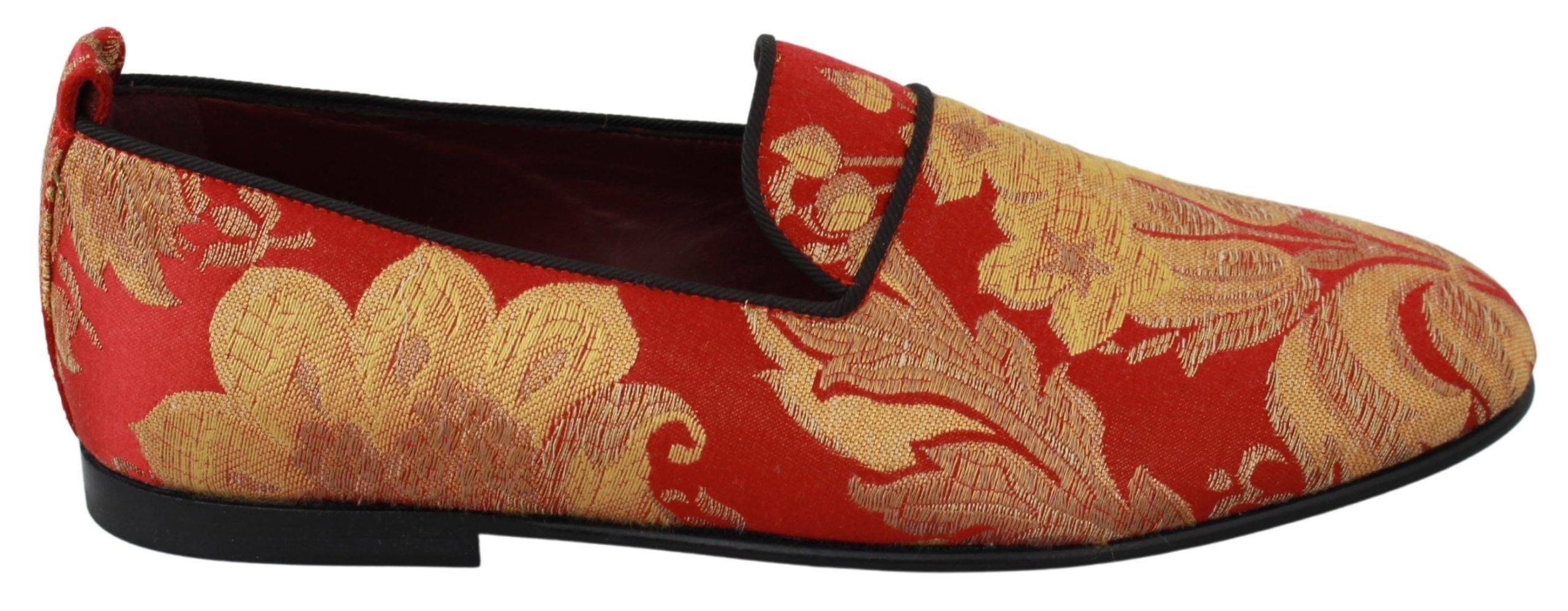 Rose Gold Brocade Loafers Slide Flats - ventzia