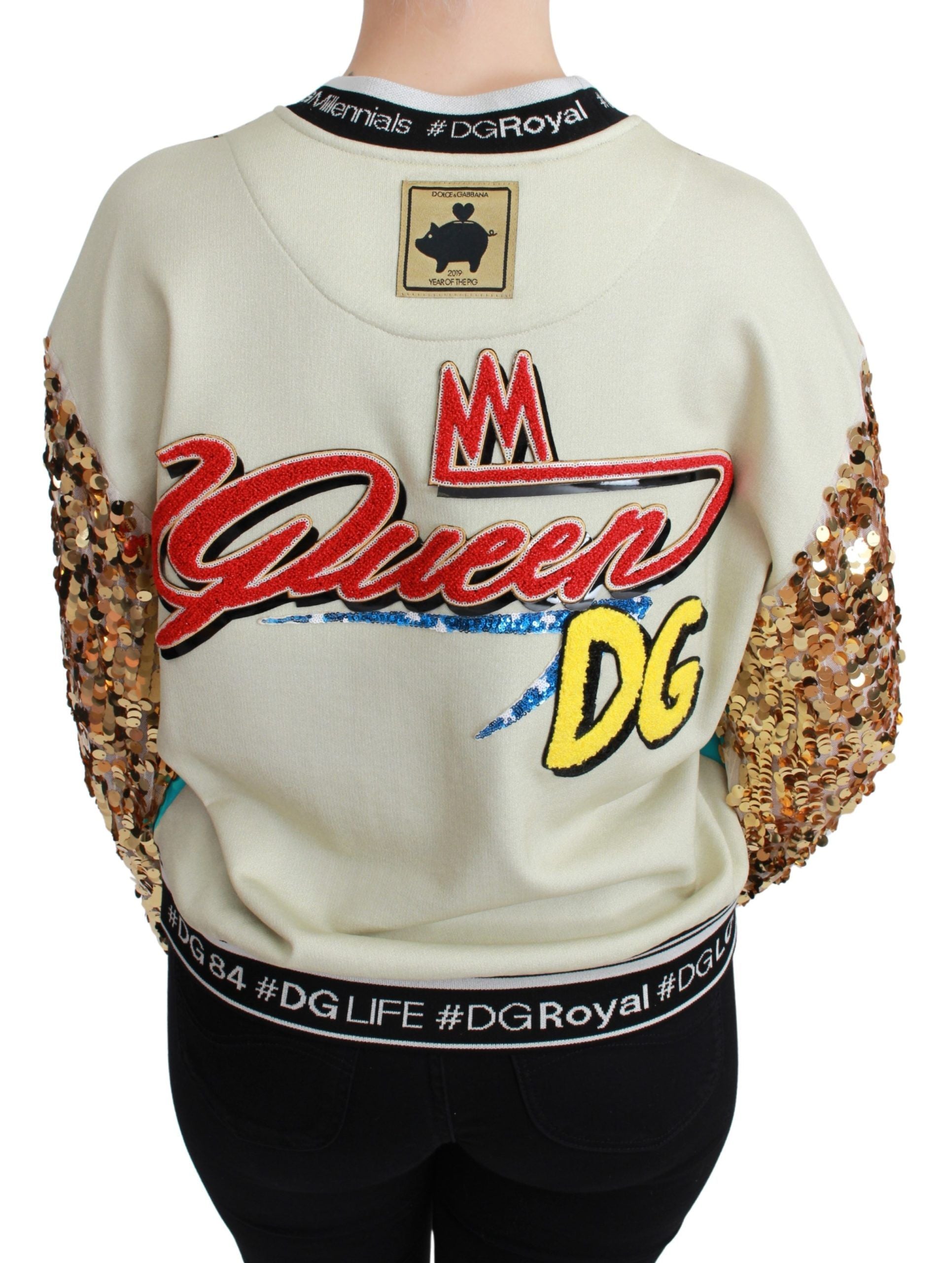 Chic Multicolor Motive Sequined Sweater - ventzia