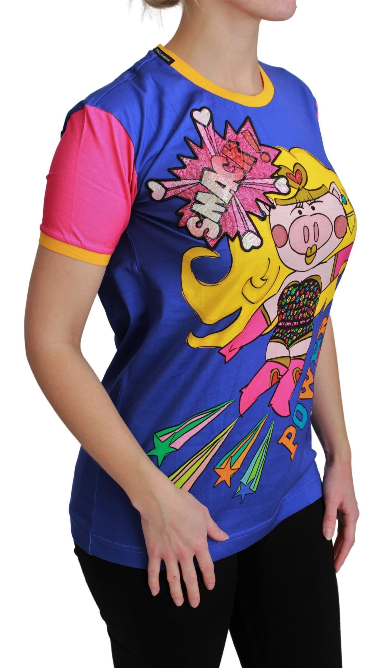 Chic Crewneck Cotton Tee with Supergirl Motive - ventzia