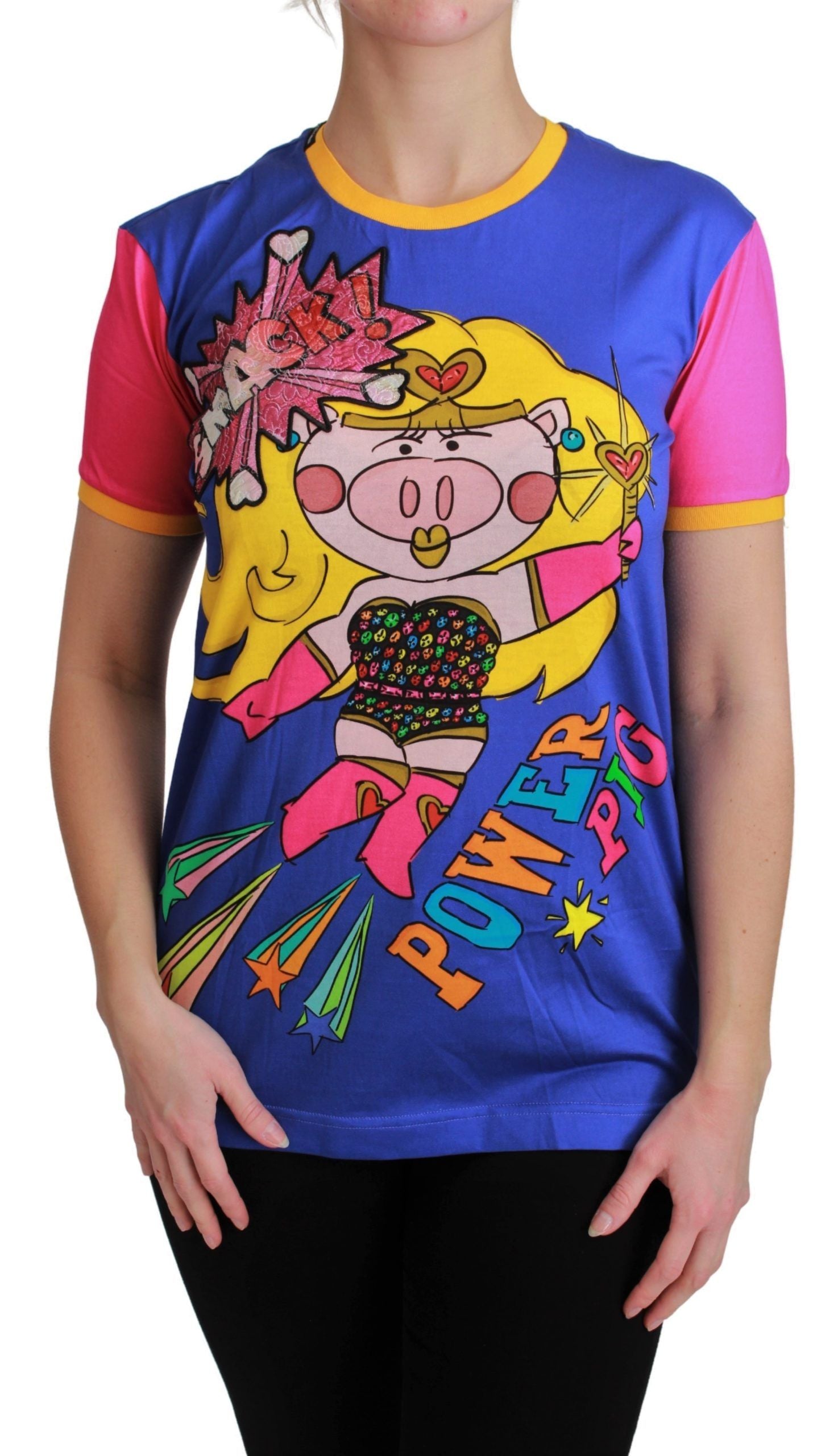 Chic Crewneck Cotton Tee with Supergirl Motive - ventzia
