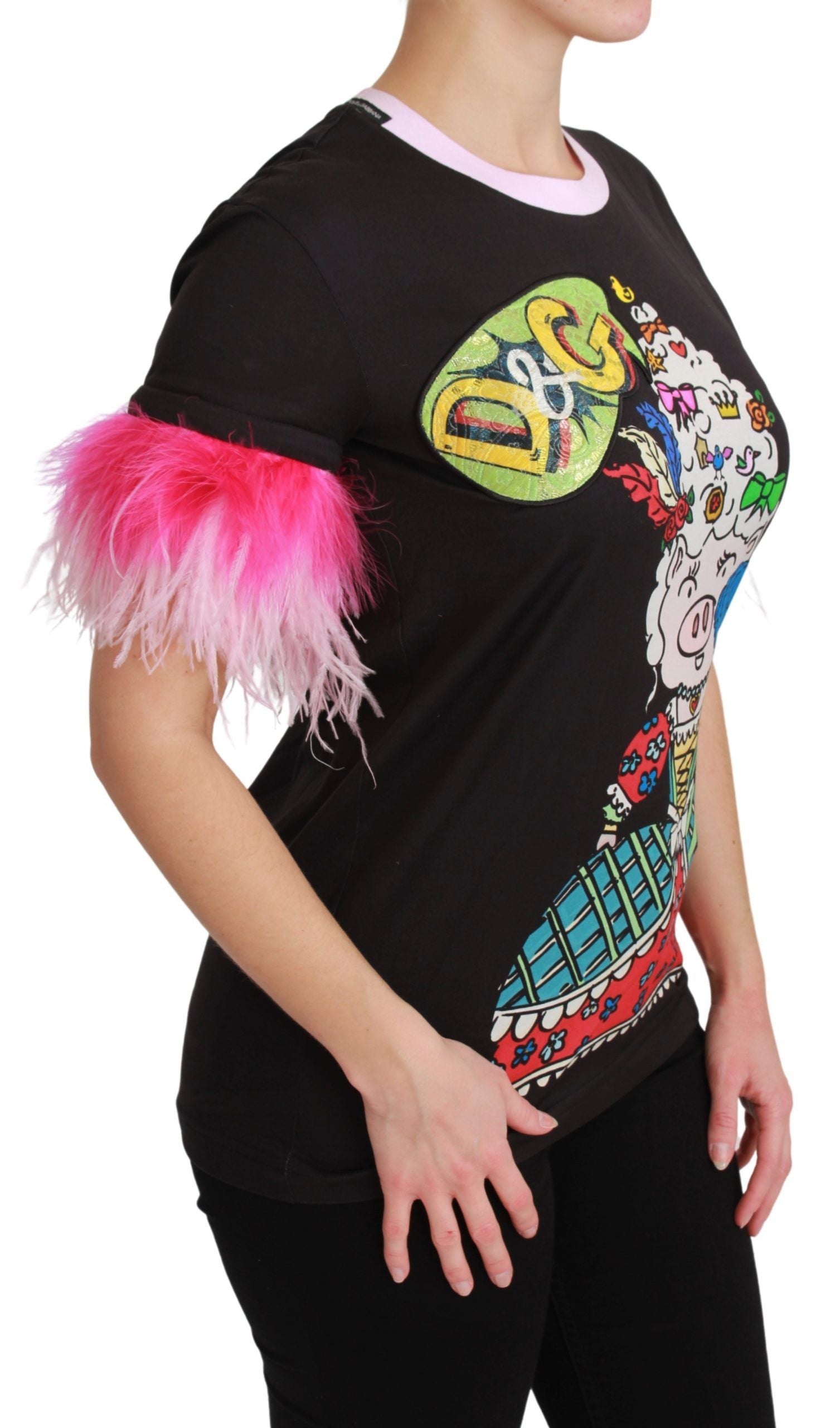 Chic Crewneck Year of the Pig Motif Tee - ventzia