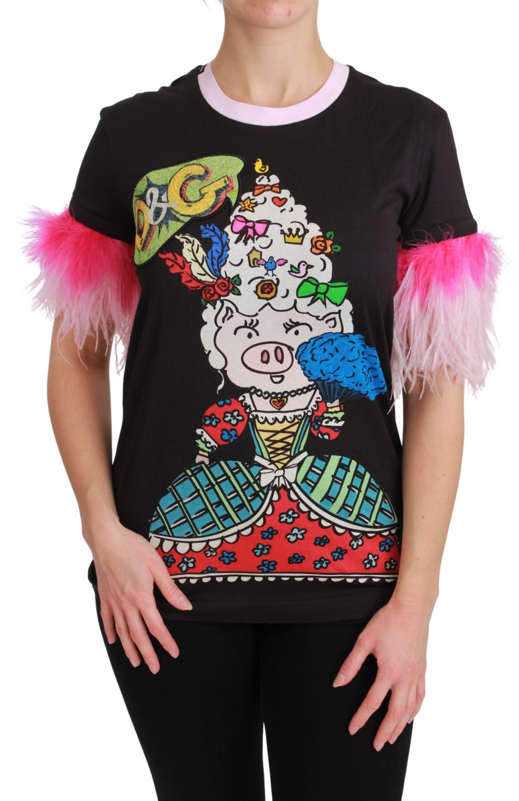 Chic Crewneck Year of the Pig Motif Tee - ventzia