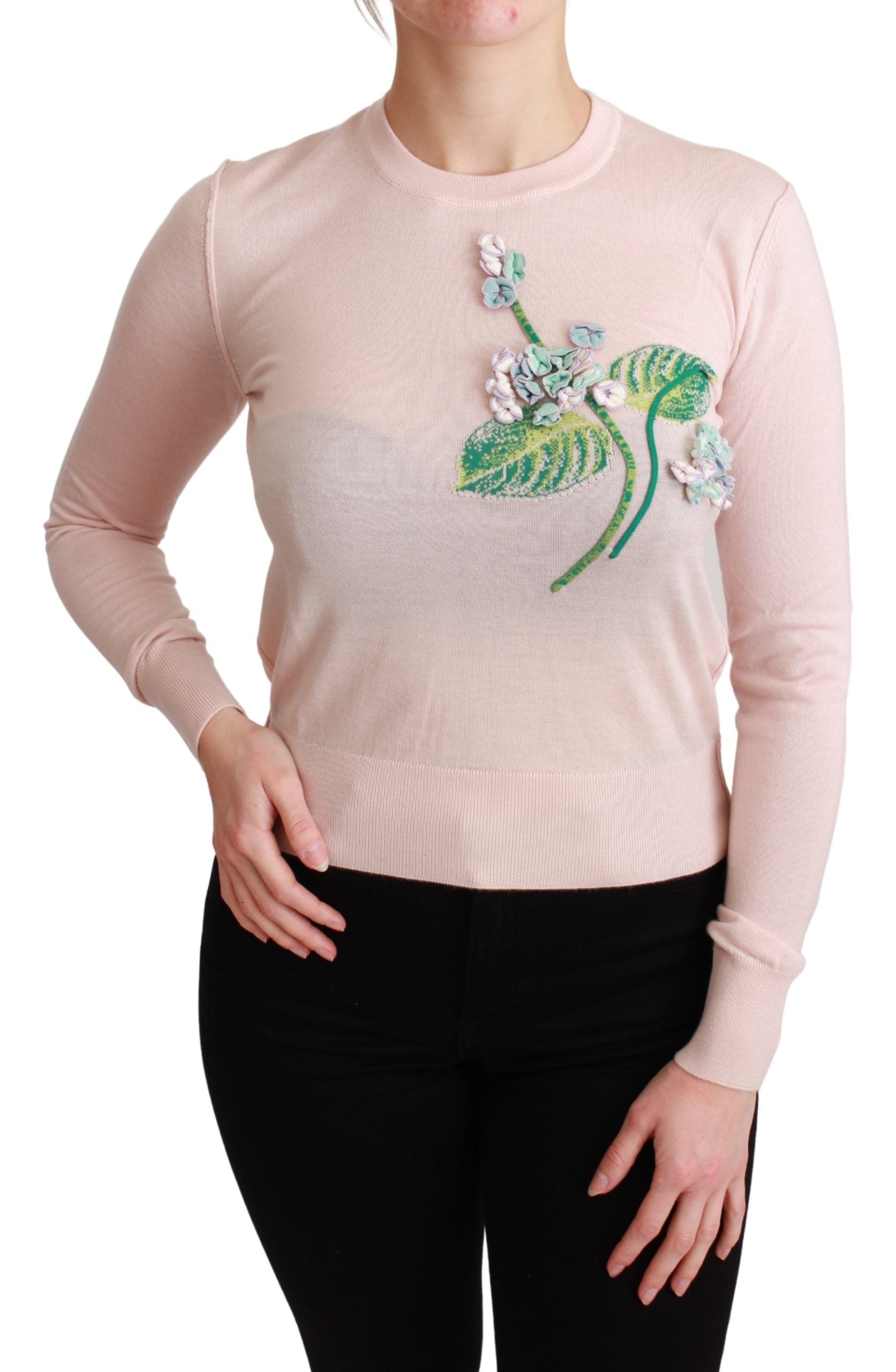 Silk Blend Floral Embroidered Sweater - ventzia