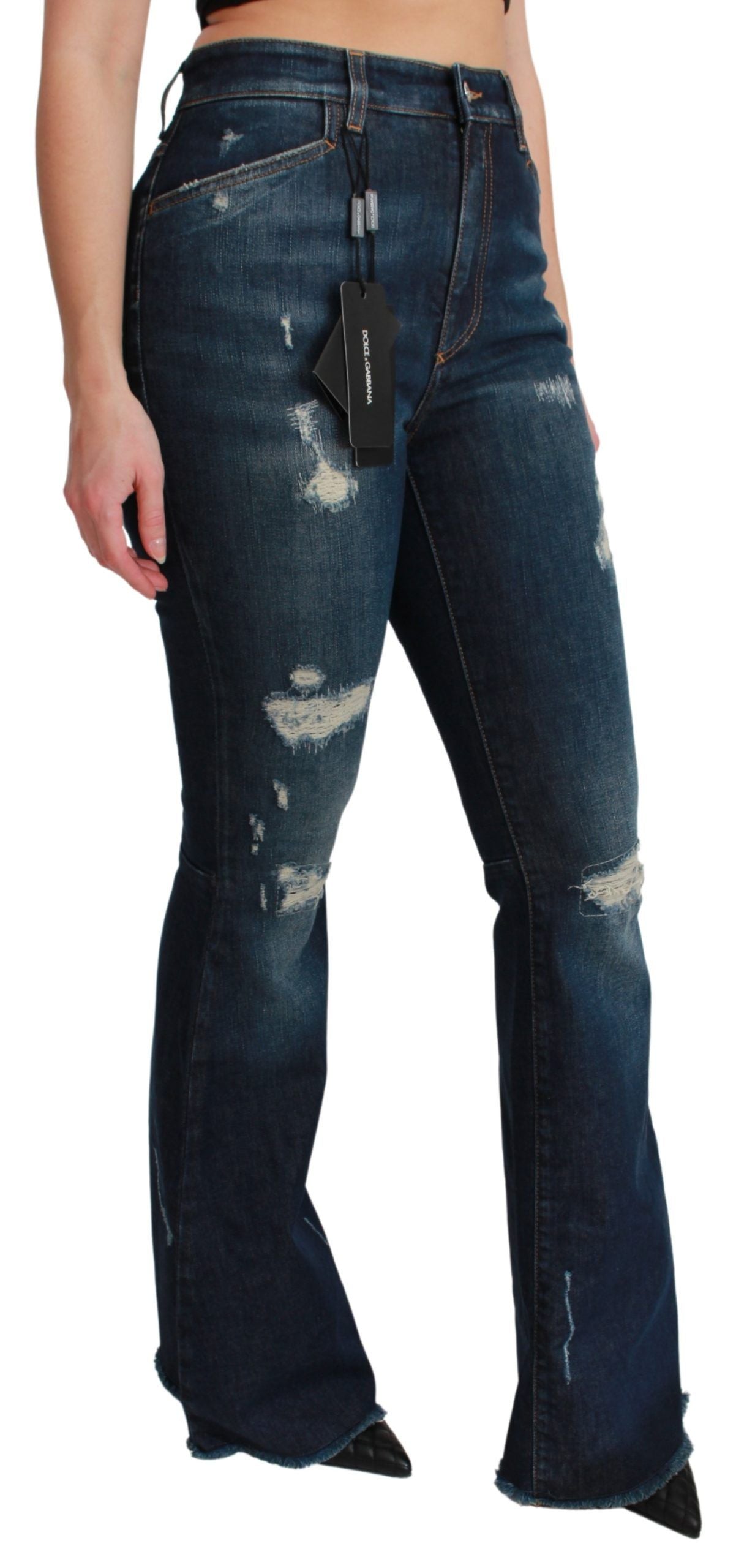 Chic High Waist Flare Denim Queen Embroidery - ventzia