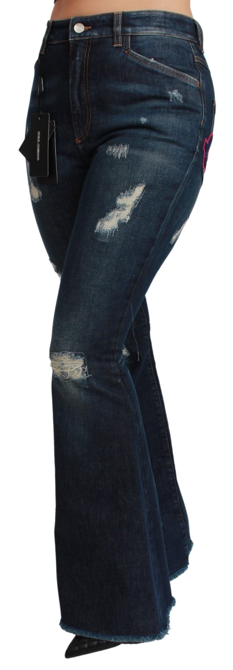 Chic High Waist Flare Denim Queen Embroidery - ventzia