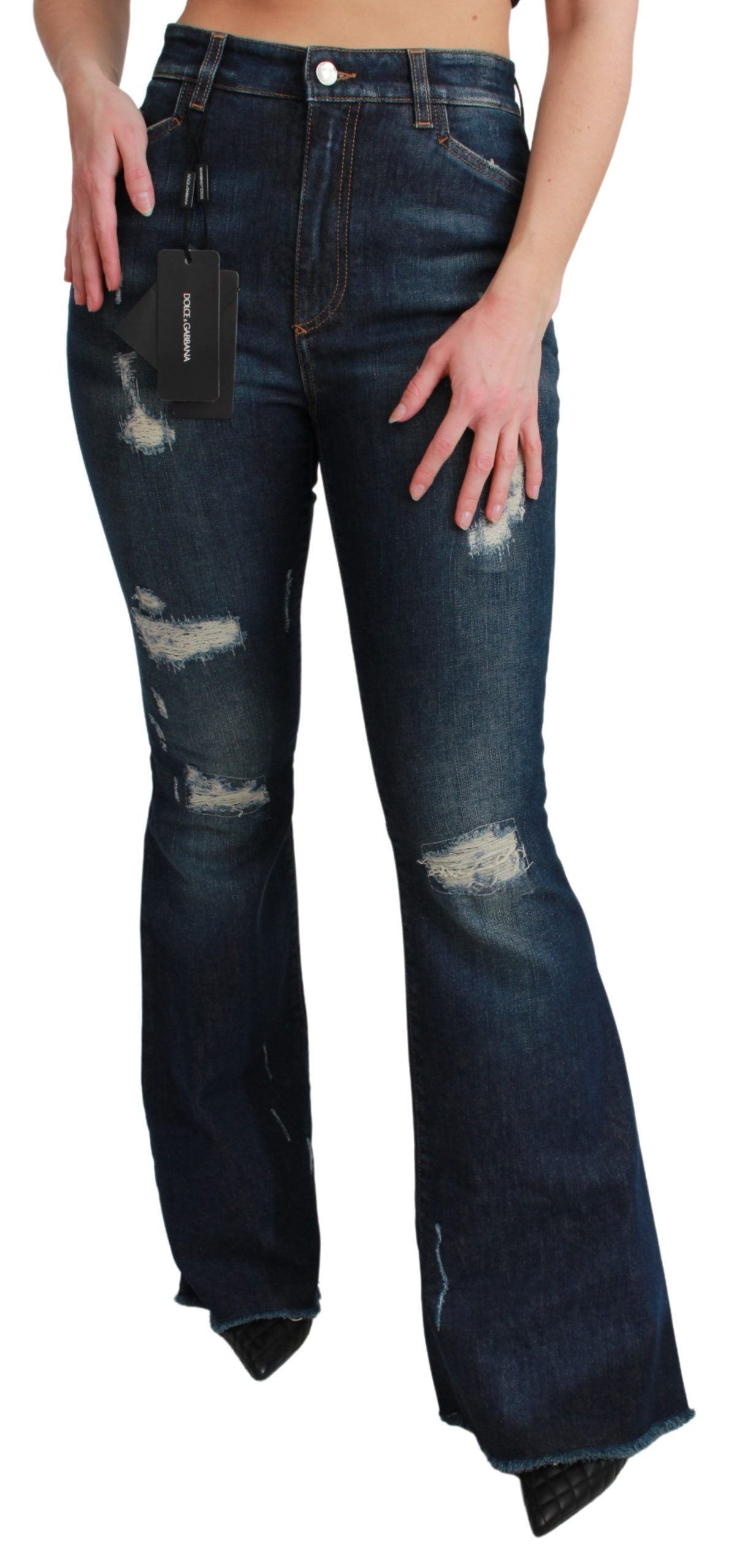 Chic High Waist Flare Denim Queen Embroidery - ventzia