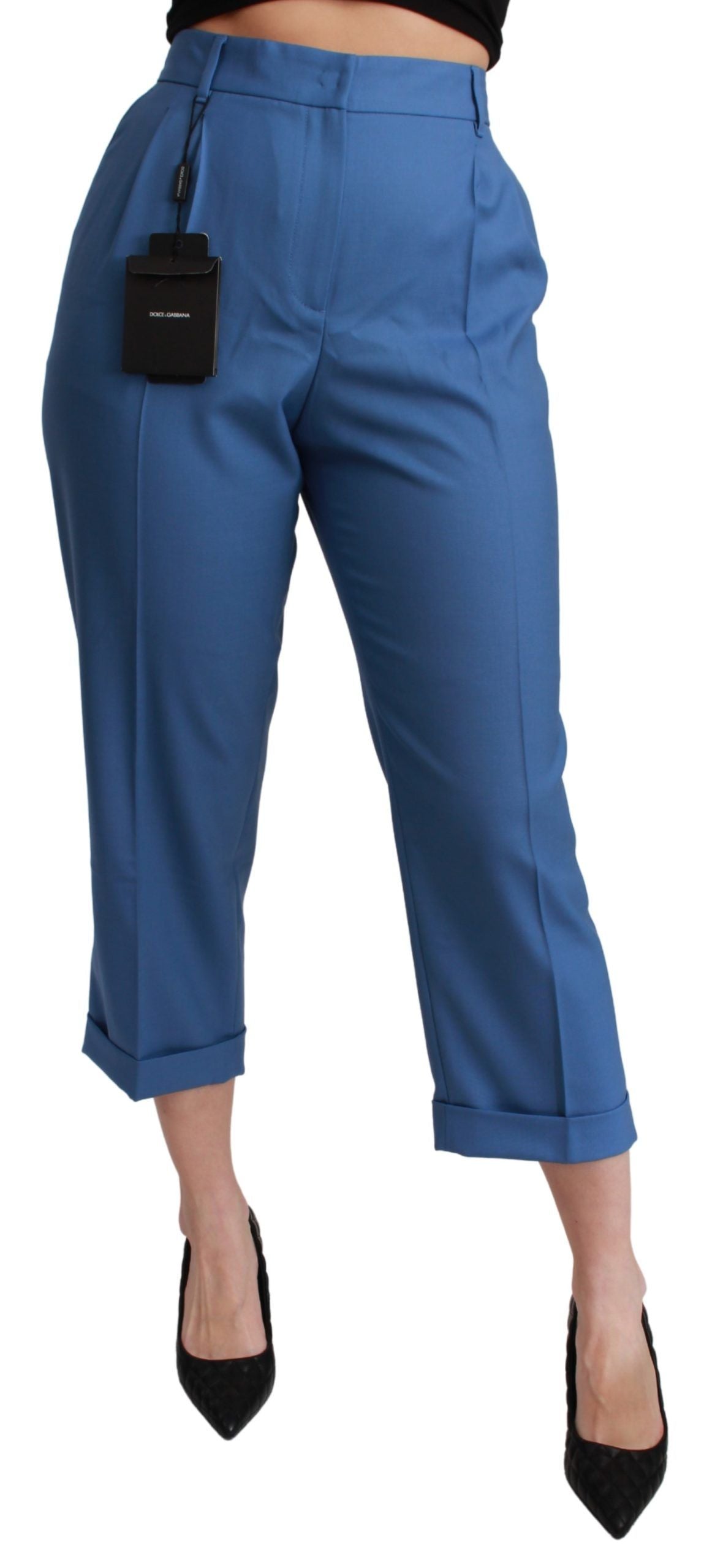 Elegant Pleated Wool Cuffed Trousers - ventzia